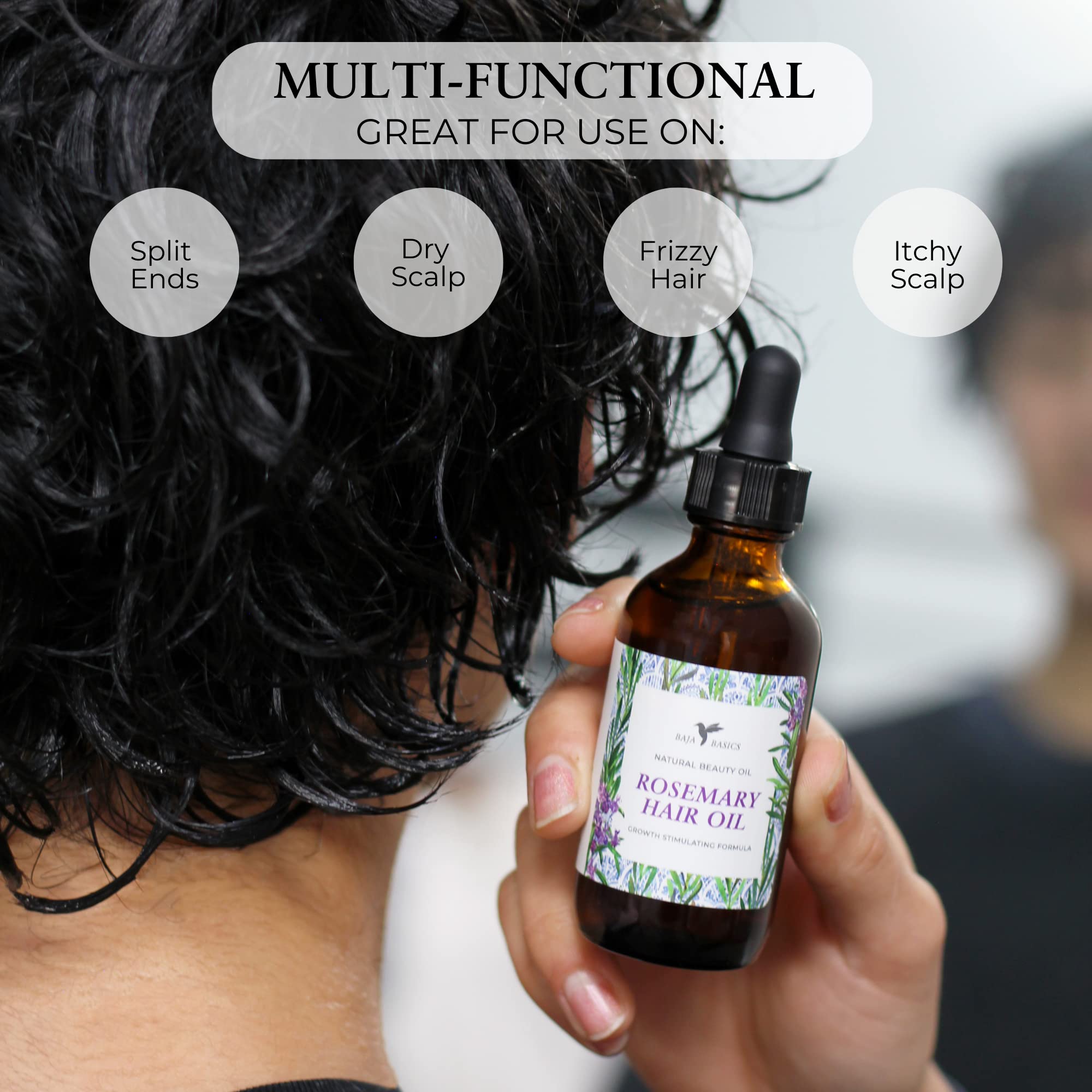 Rosemary Oil For Hair Growth By Baja Basics, Organic Rosemary Oil For Hair, Moisturizing Hair Oil For Split Ends And Dry Scalp,