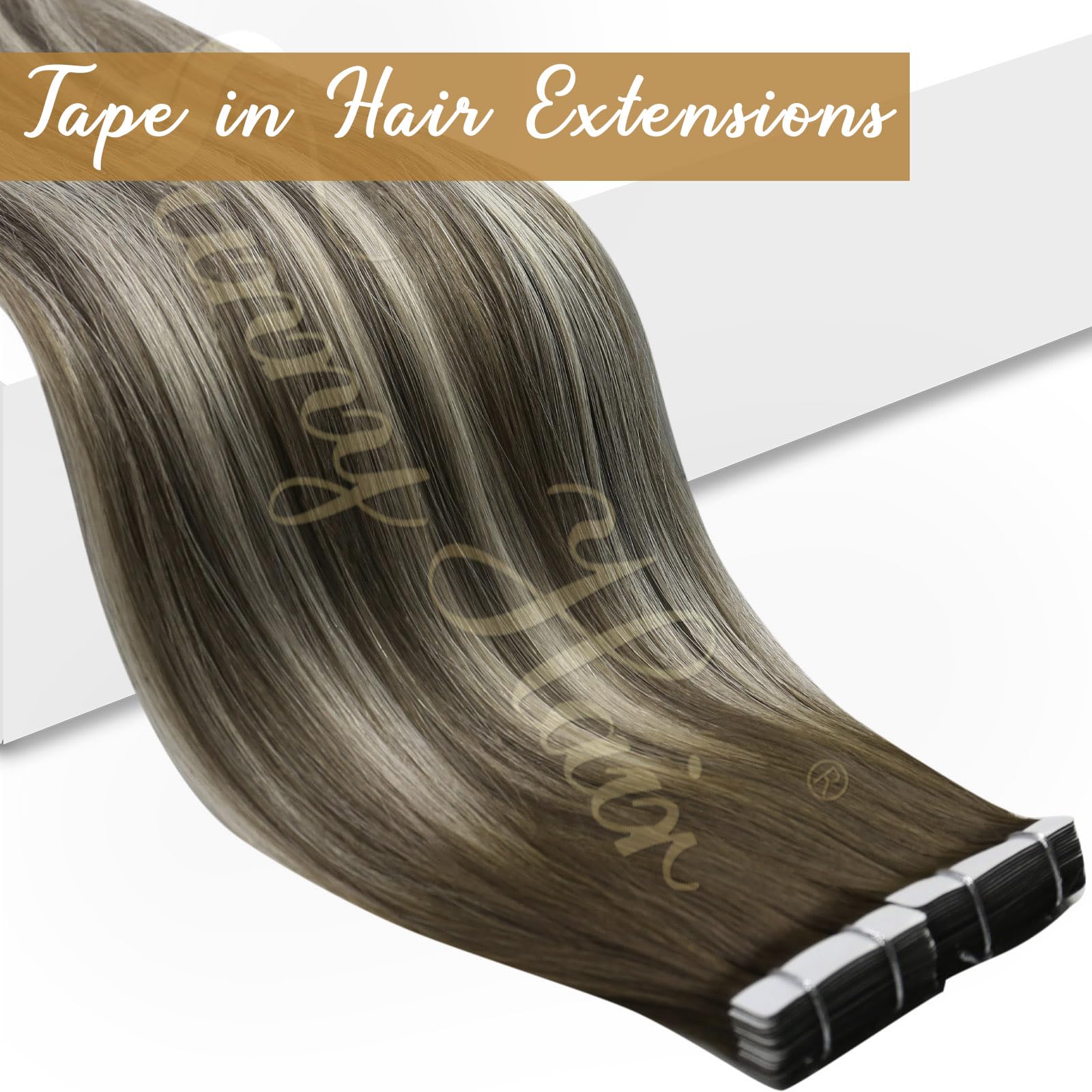 Sunny Tape In Hair Extensions Human Hair Brown Balayage Tape In Natural Hair Extensions Human Hair Dark Brown Fading To Ash Brow