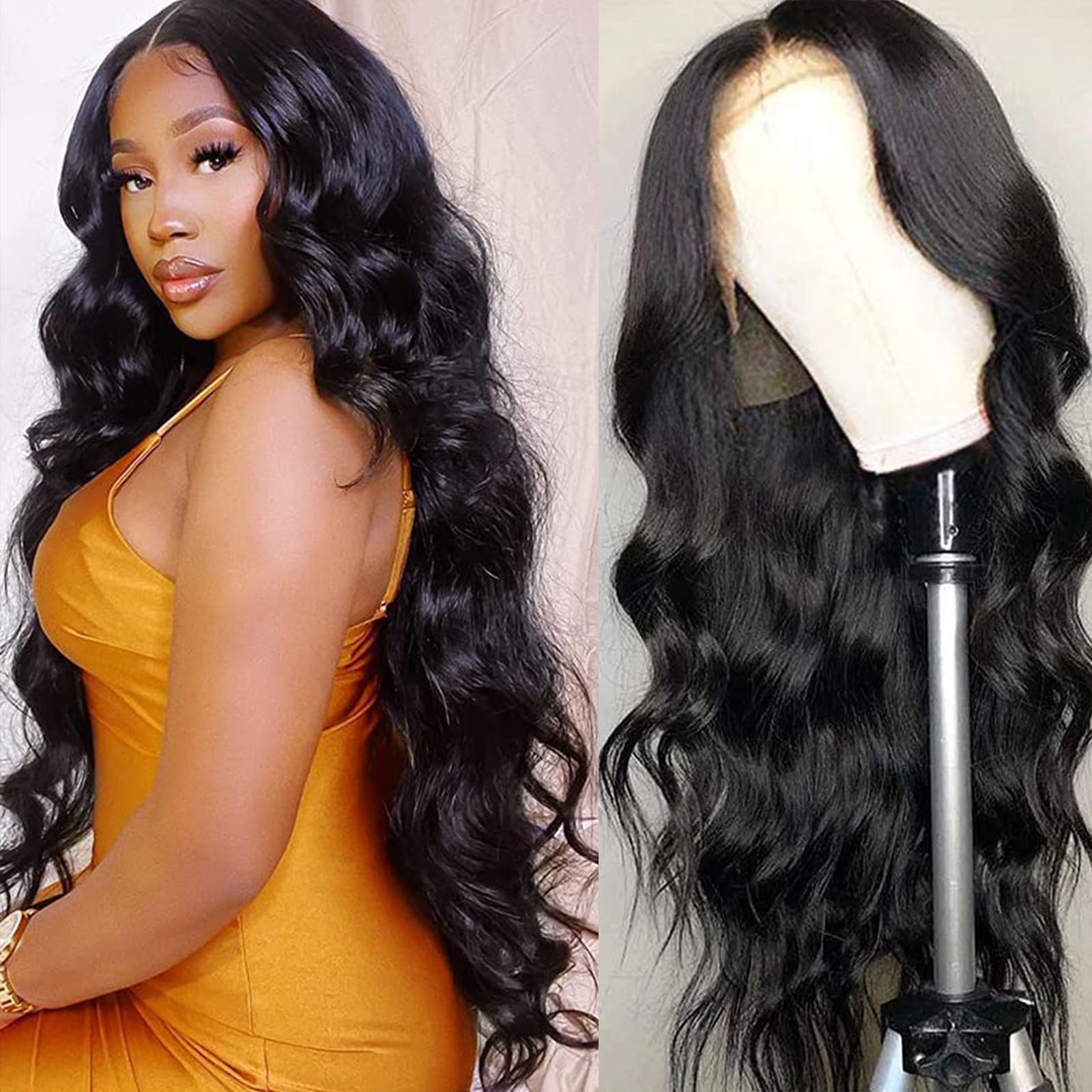 Aicrelery 28 Inch 13x6 Body Wave Lace Front Wigs for Women Human Hair 13x6 HD Lace Front Wigs Human Hair Pre Plucked Bleached Kn