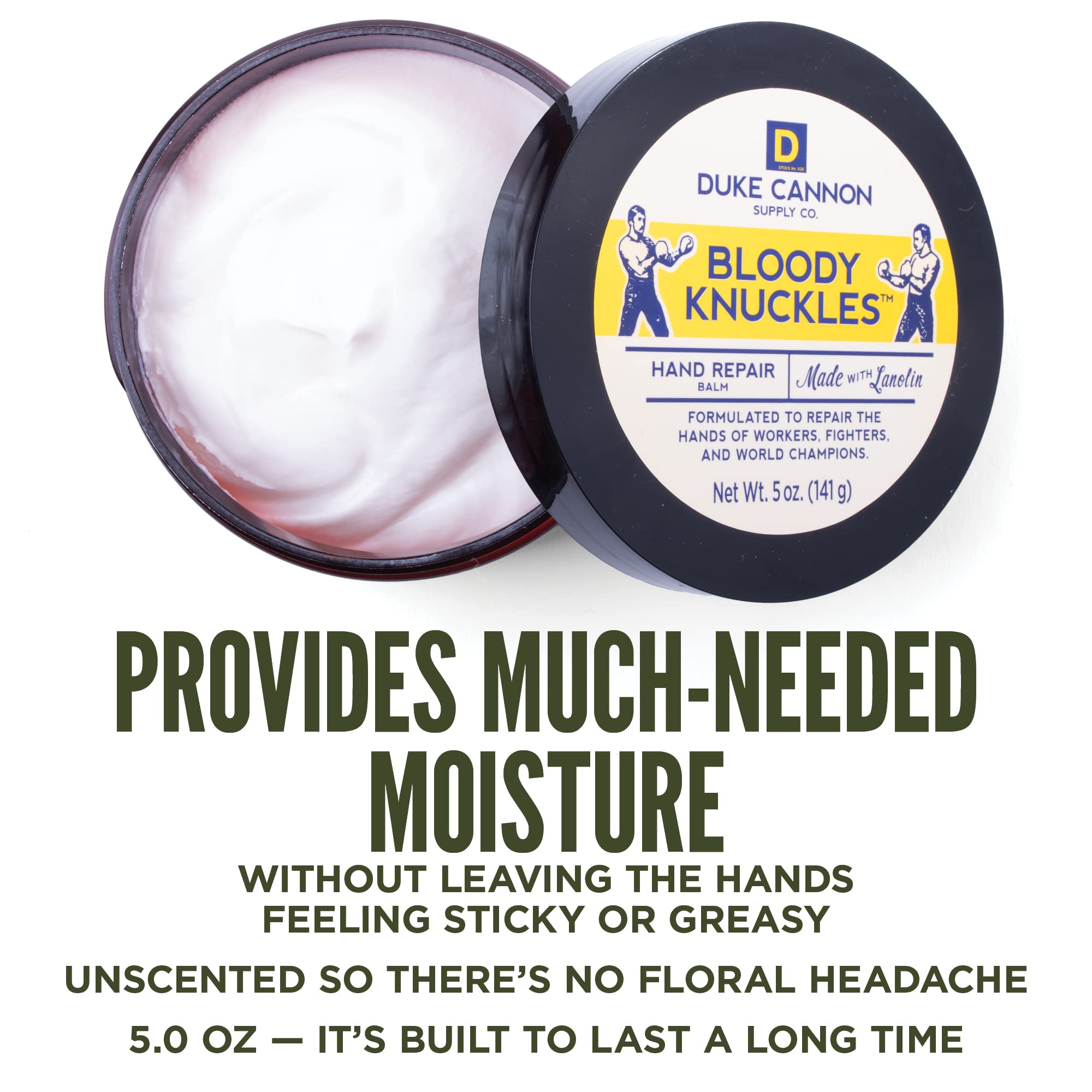 Duke Cannon Supply Co. Bloody Knuckles Hand Repair Balm for Men (Unscented) Multi-Pack- Paraben-Free, Moisturizes, Soothes &Repa