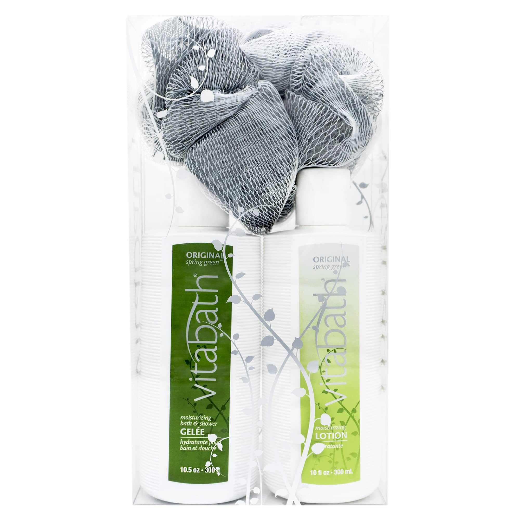 Vitabath Original Spring Green Everyday Skincare Set Moisturizing Shower Gel Wash, Reviving Lotion & Exfoliating Body Scrubber P