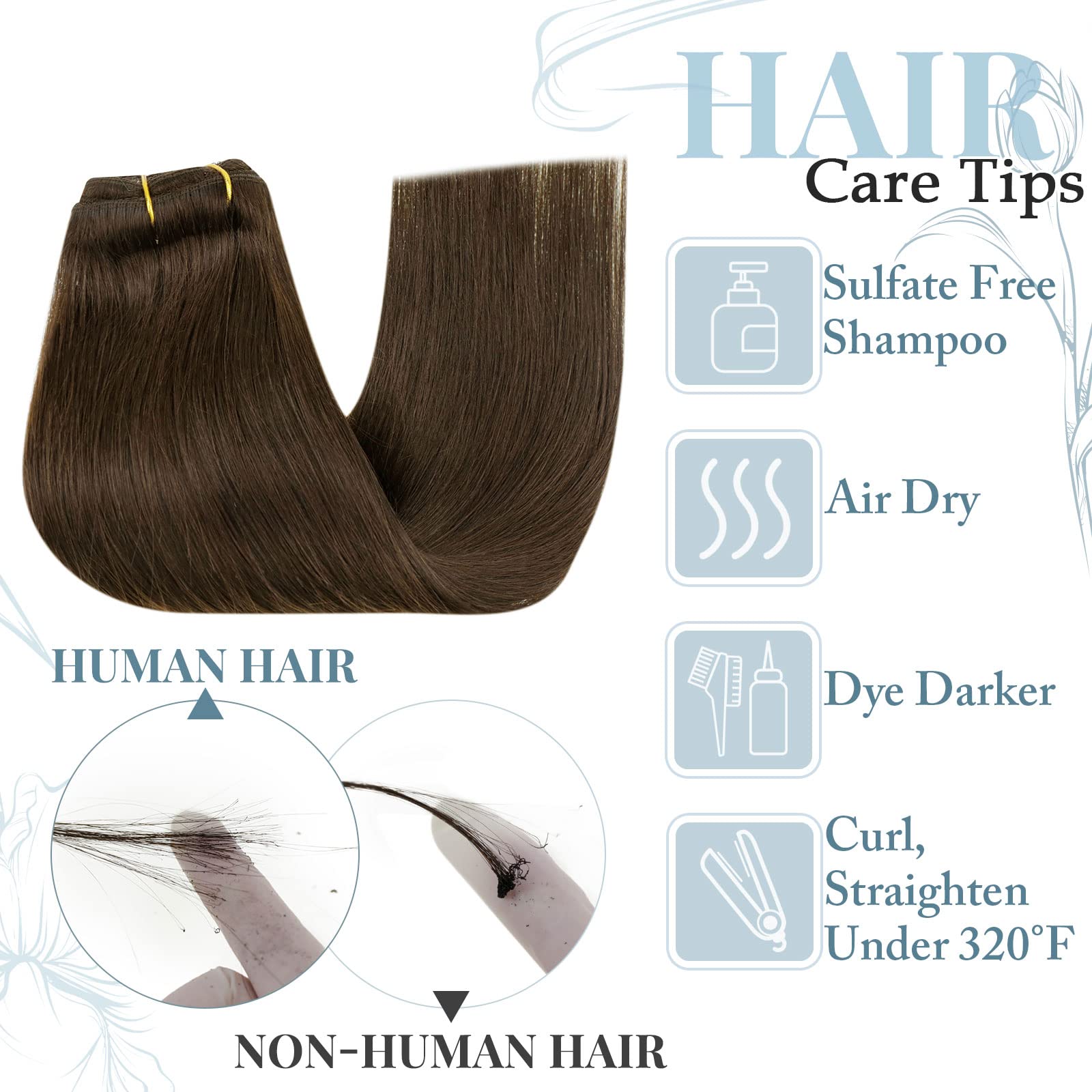 Runature 22 Inch Clip In Hair Extensions Human Hair Chocolate Brown Hair Extensions Clip In Human Hair Extensions For Long Hair