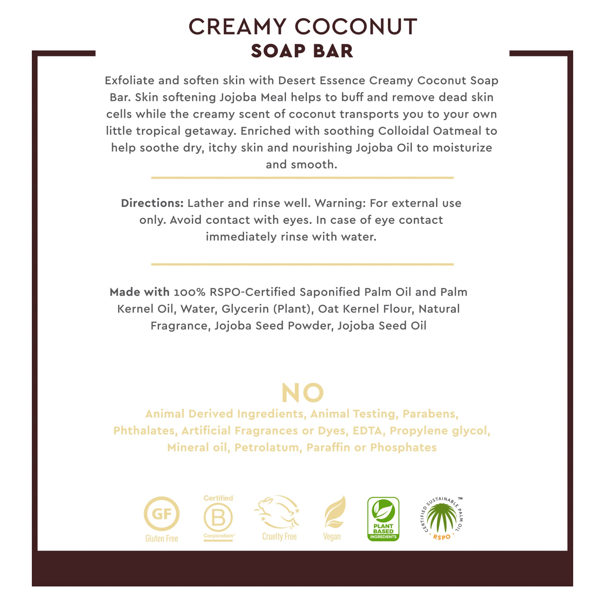 Desert Essence Soap Bar Creamy Coconut - 5 oz