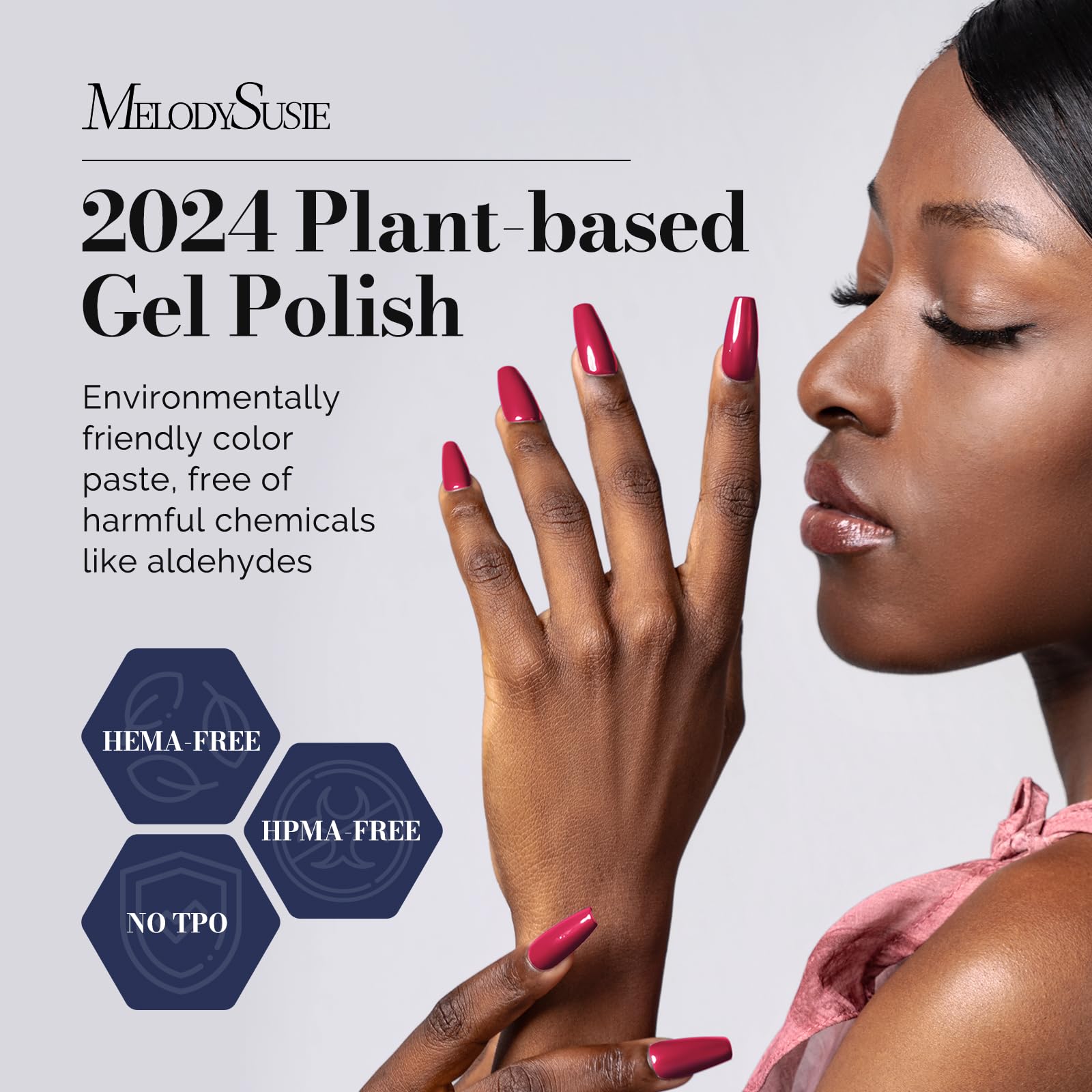 Melodysusie Fleurwee Plant-Based Uv Gel Nail Polish, Hema Free, 21 Non-Toxic, Raspberry Red P22, Long Lasting No Chip, Color 202