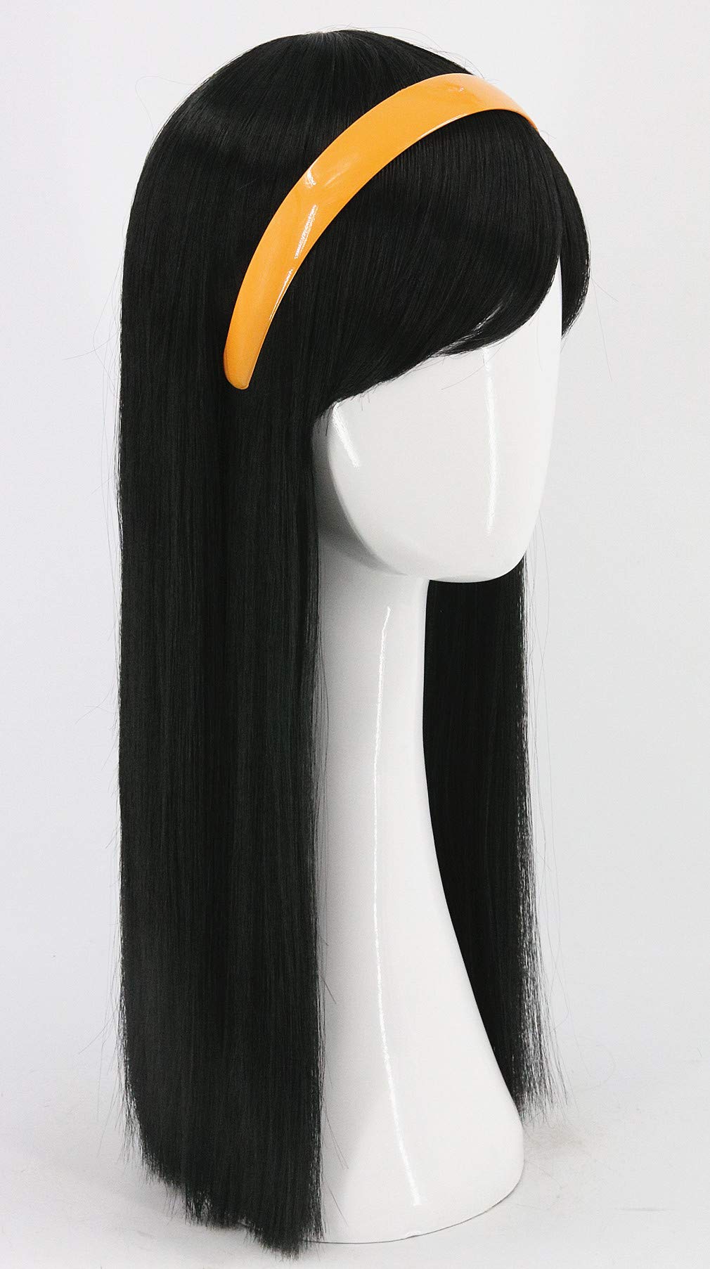Topcosplay Girls Kids Wigs Black Long Straight Cosplay Halloween Costumes Party Wig With Headband