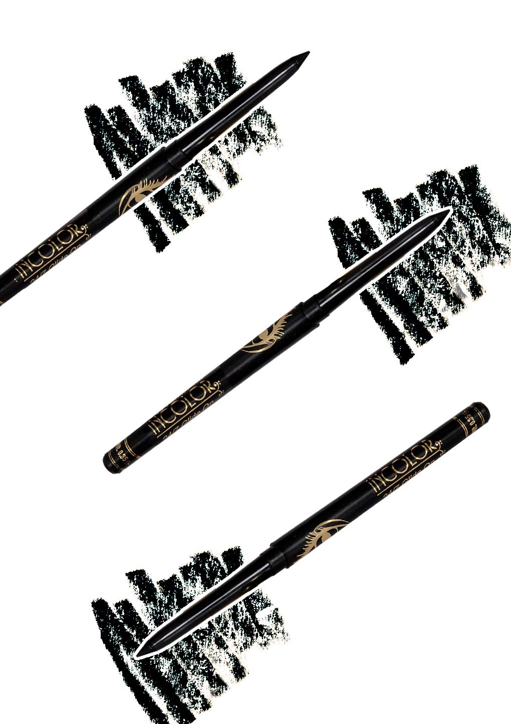 Incolor Auto Kajal Deep Black Water Proof, Smudge Proof Combo Pack Of 3