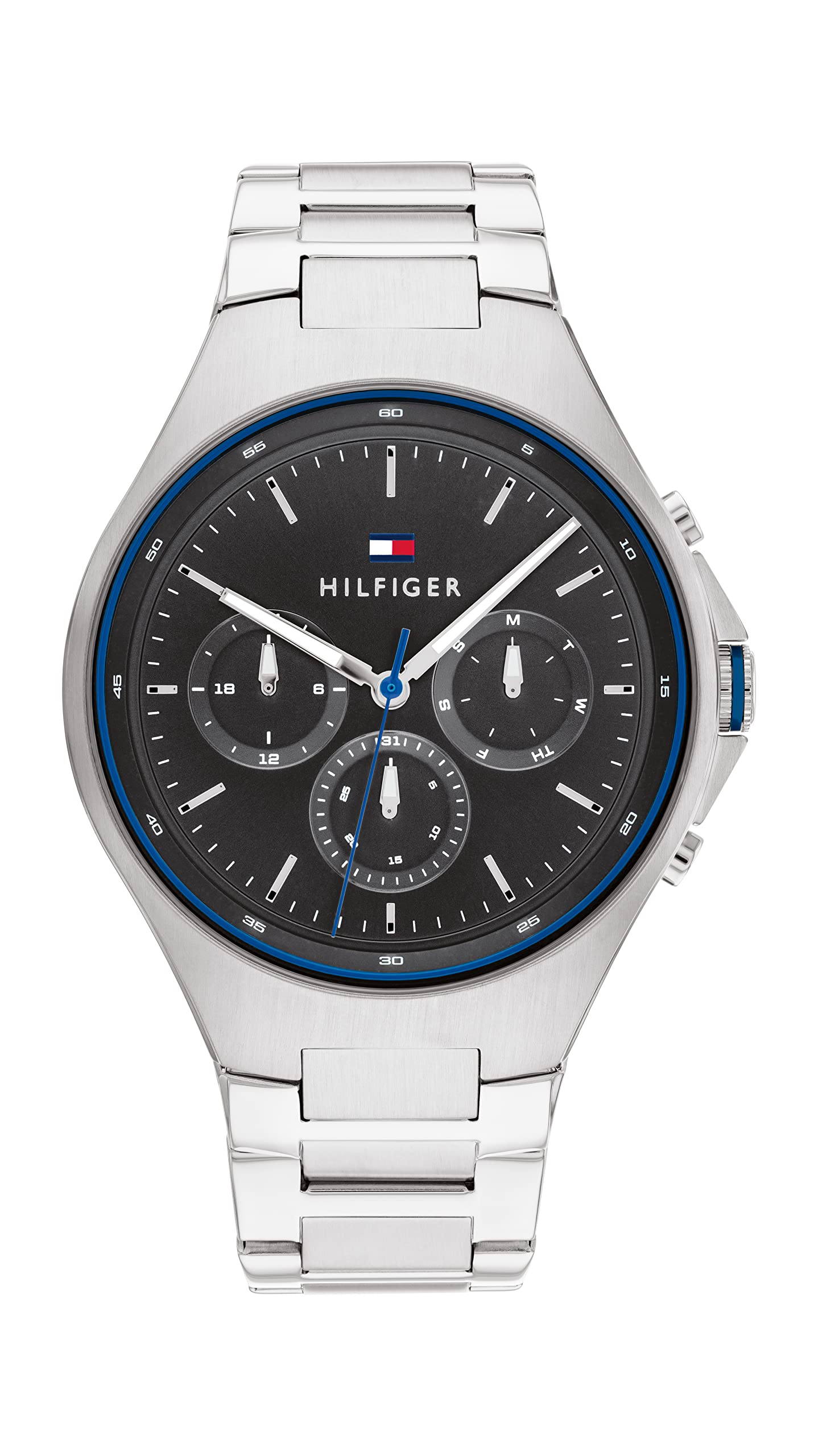 Tommy Hilfiger Justin Quartz Multifunction Grey Dial Silver Stainless Steel Strap Watch For Men