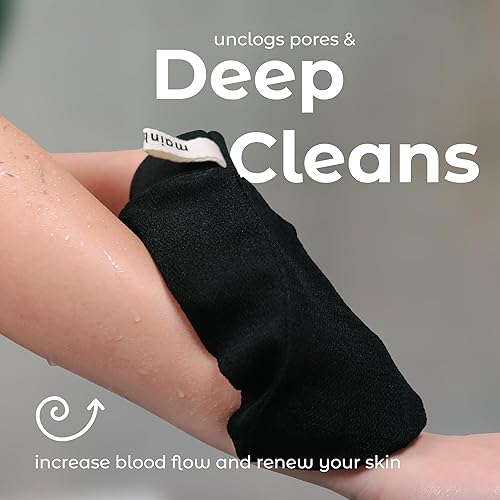 Mainbasics Korean Exfoliating Mitt - Dead Skin Remover For Body - Tan Remover Mitt & Shower Scrub - Deep Exfoliator Exfoliating