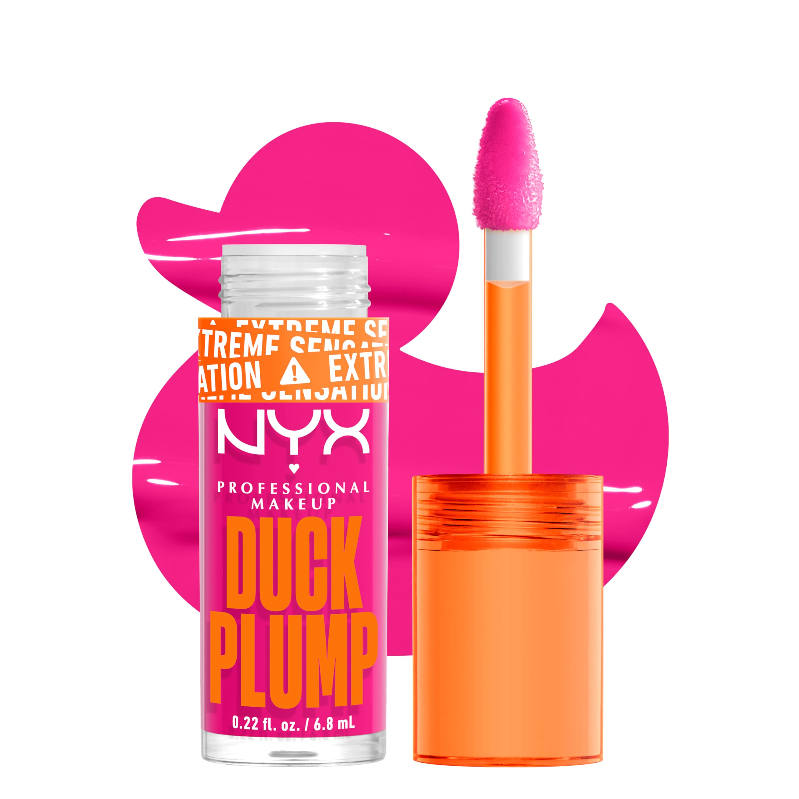 NYX PROFESSIONAL MAKEUP Duck Plump High Pigment Plumping Lip Gloss with Spicy Ginger, Vegan Lip Makeup - Bubble Gum Bae (Bubbleg
