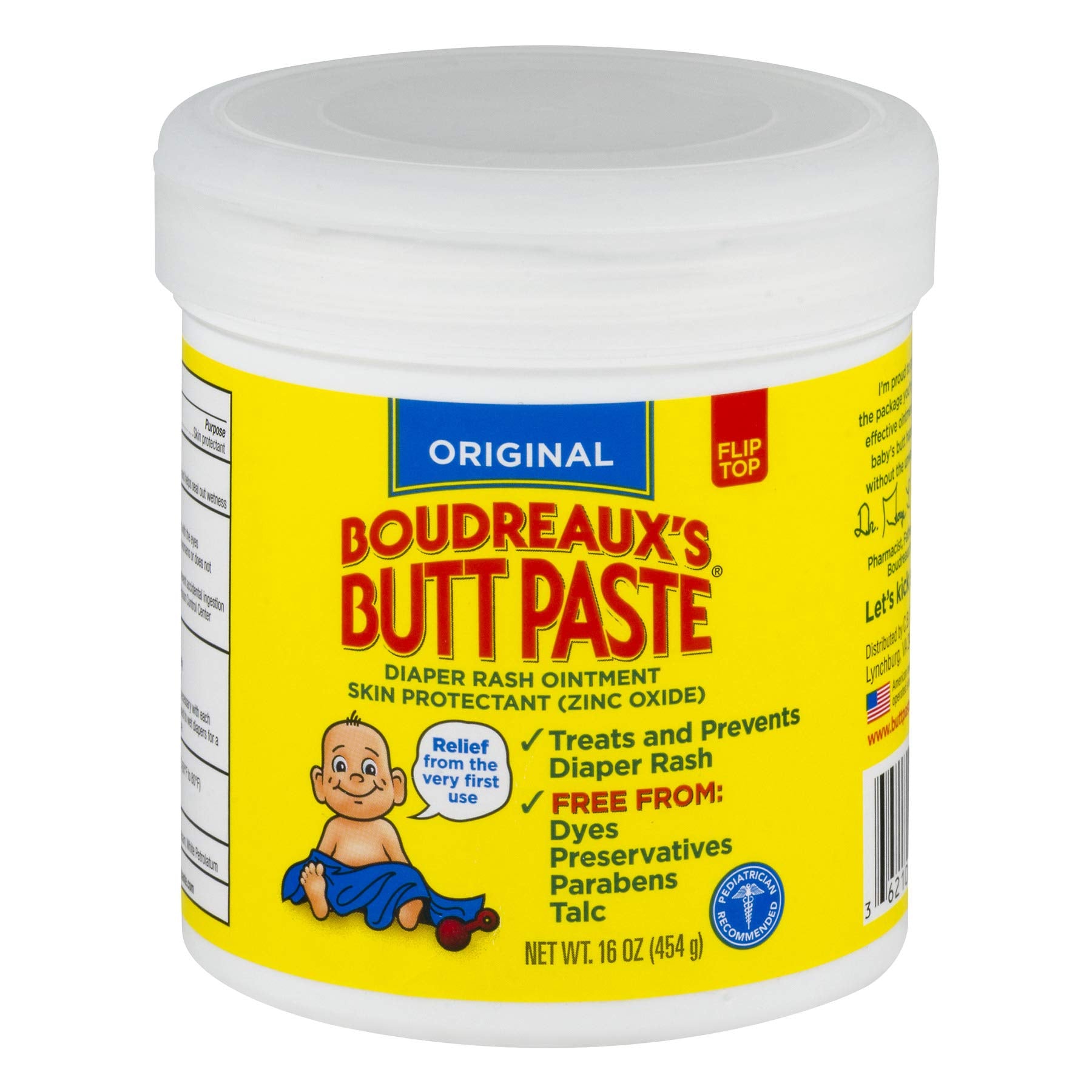 Boudreaux'S Butt Paste Original Diaper Rash Cream, Ointment For Baby, 16 Oz. (Pack Of 1)