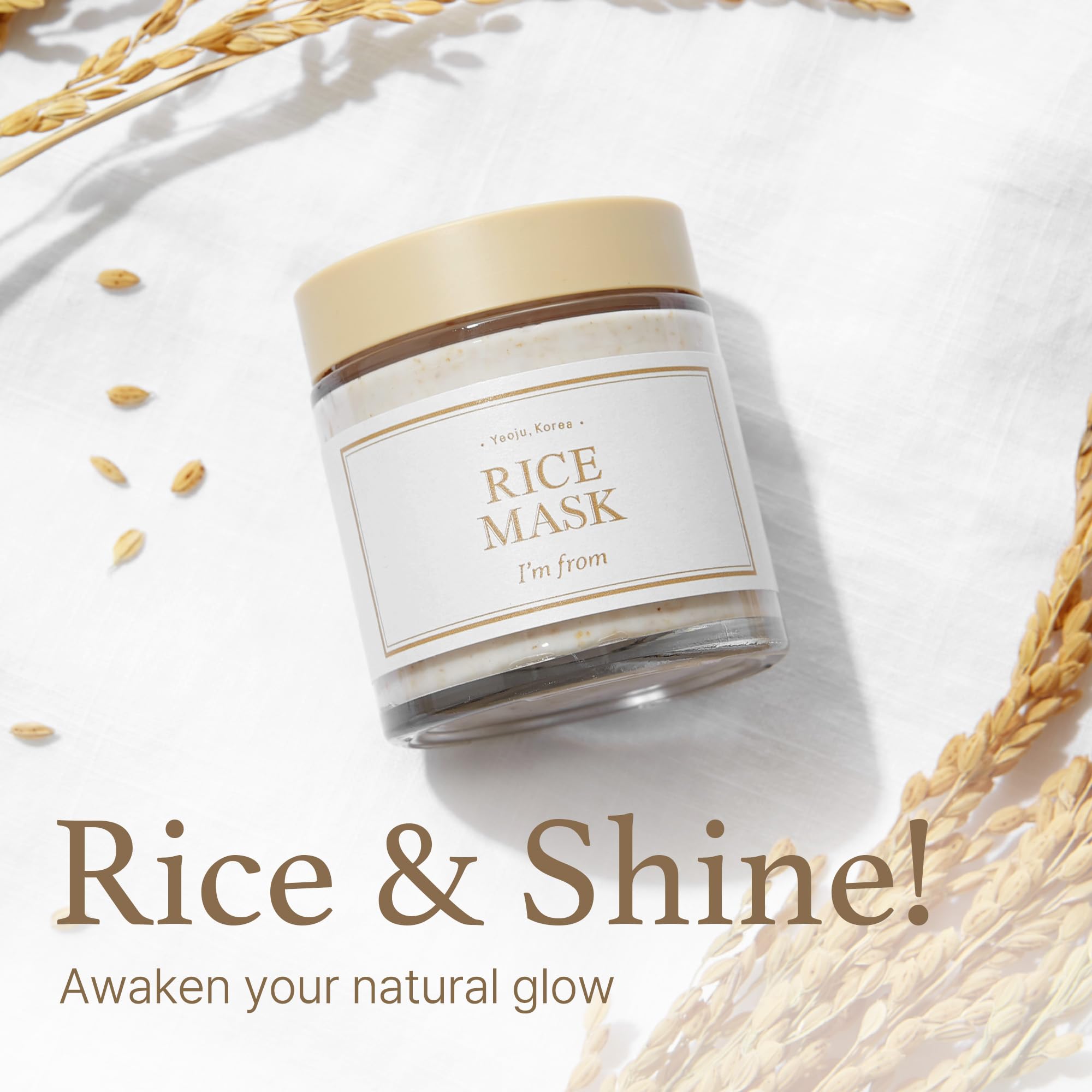 I'm from Rice Mask 3.88 Oz, Gentle Exfoliating Wash Off Facial Mask for Dull, Rough Skin, Pore Clearing, Remove Dead Skin Cells,