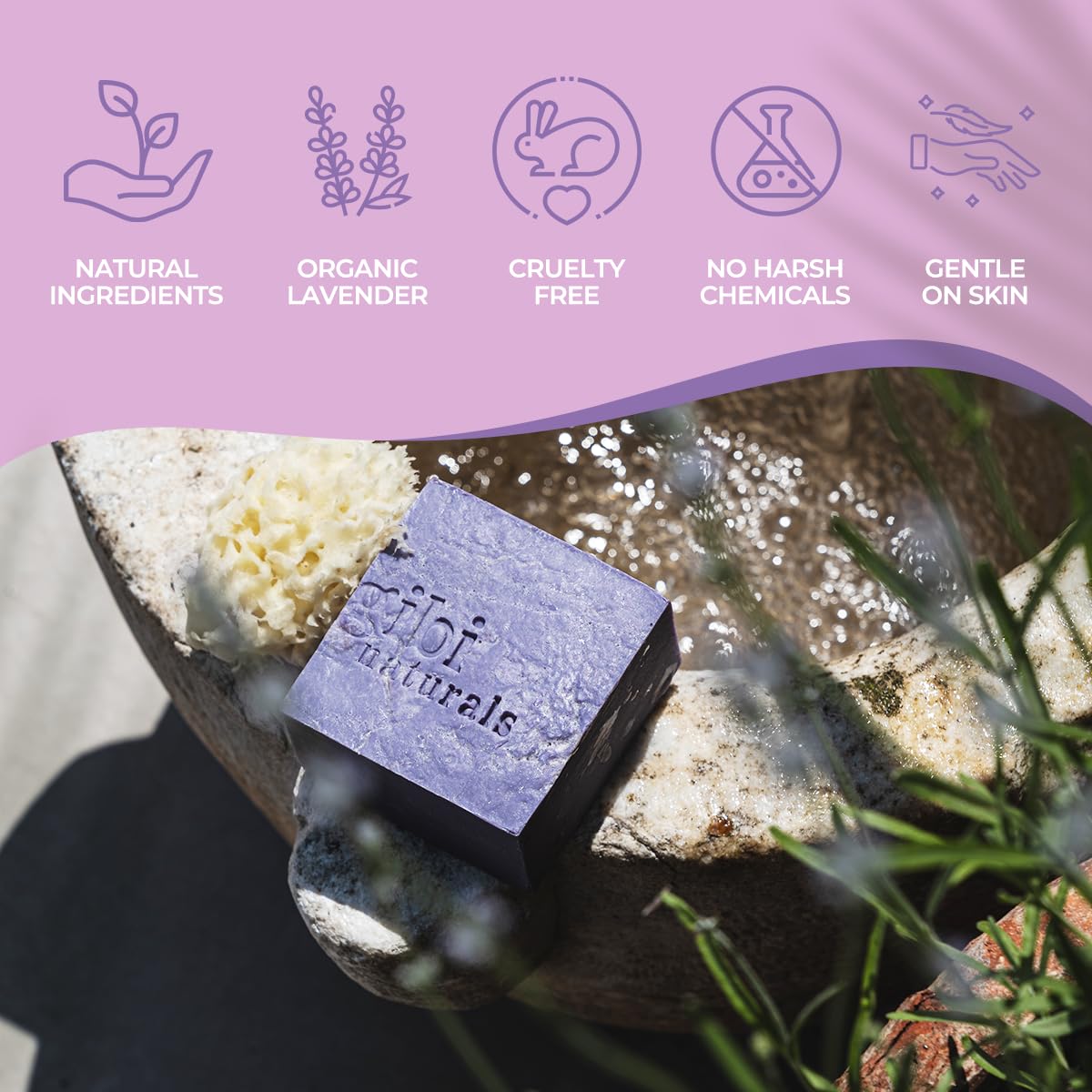 Gibi Lavender Soap Bar - 7.06 Oz Moisturizing Lavender Soap For Face & Body - Hydrates & Revitalizes Skin - Pure Natural Lavende