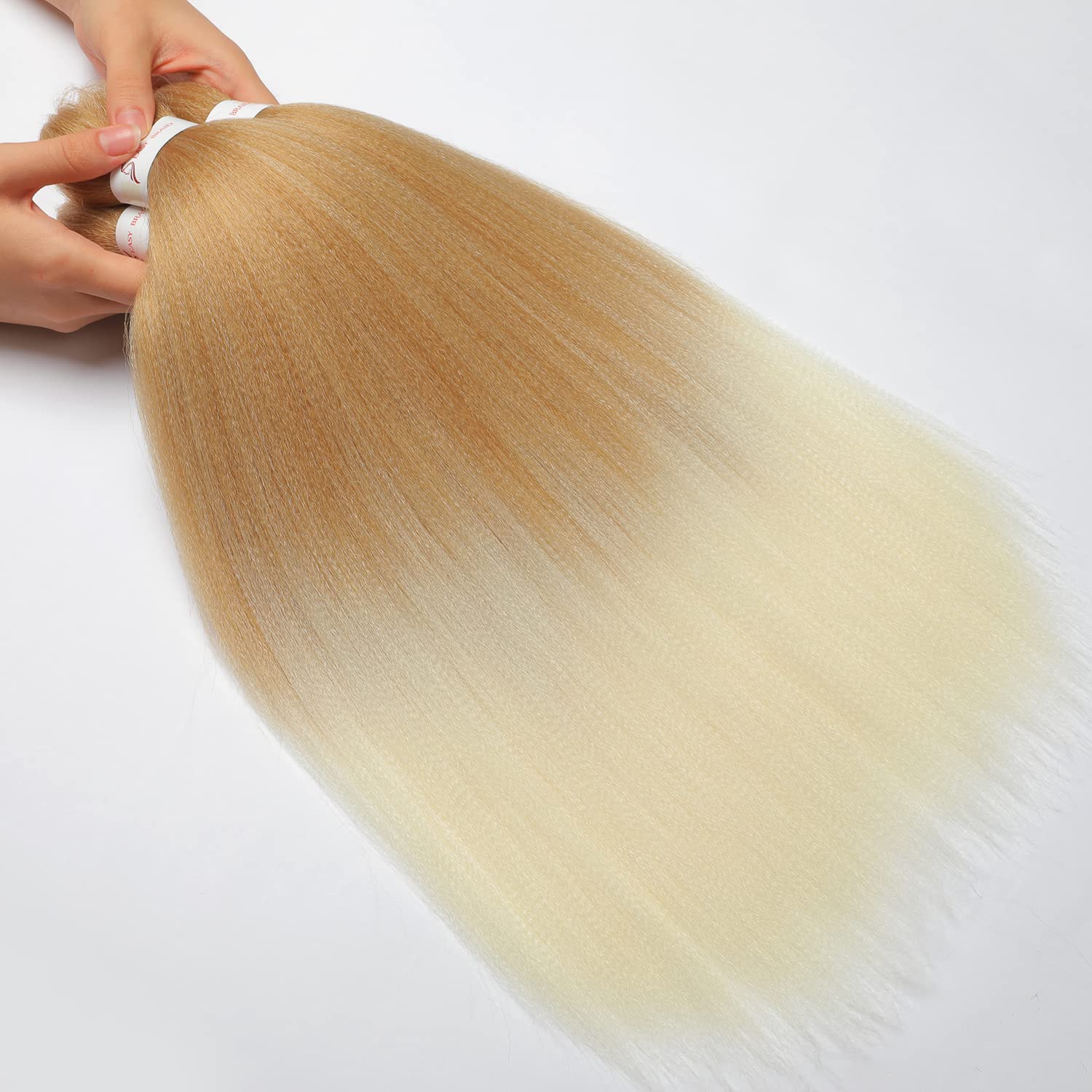 8 Packs Pre Stretched Braiding Hair, 24 Inch Braiding Hair Pre Stretched Yaki Texture, Hot Water Setting, Easy To Install Profes