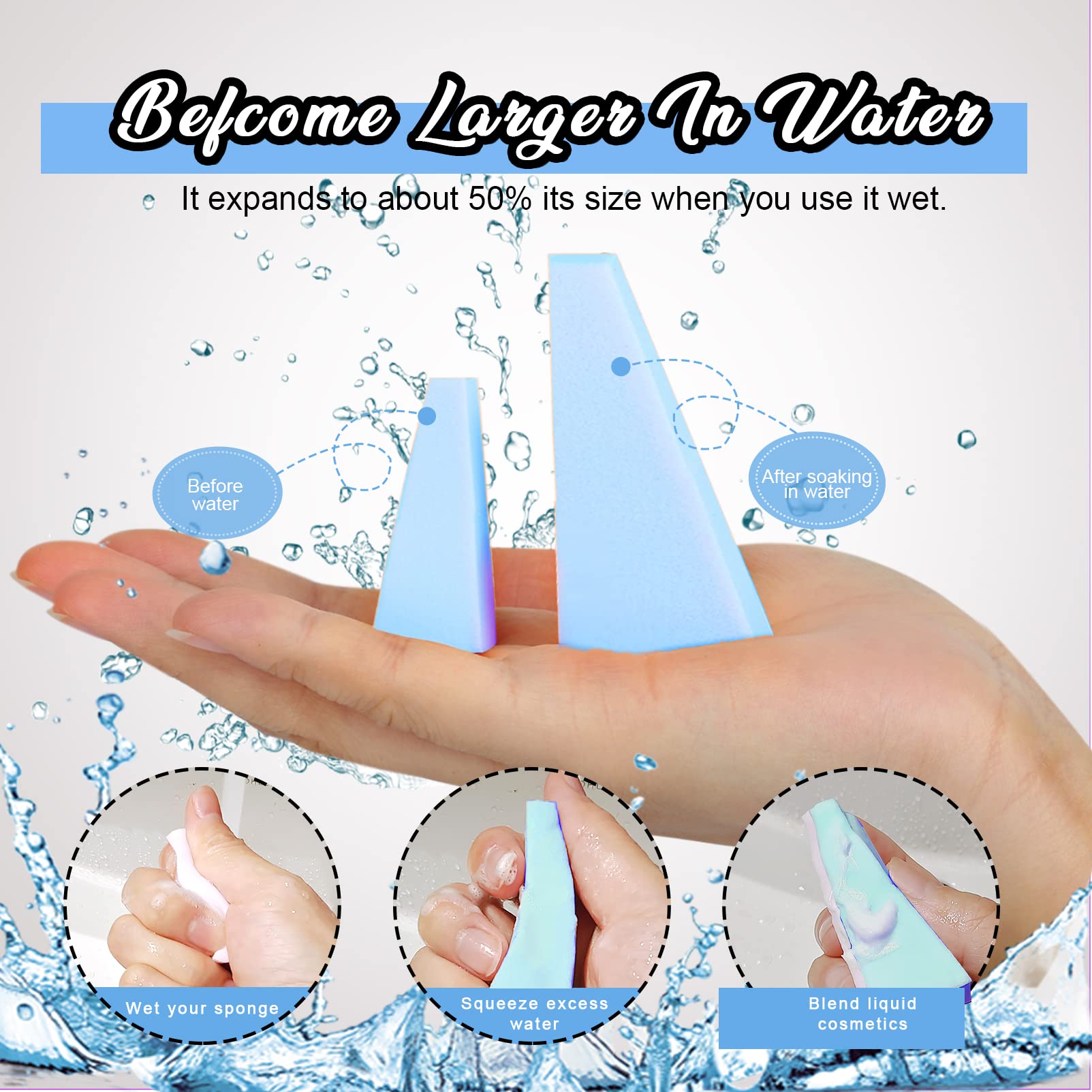 Teenitor 48 Pieces Cosmetic Makeup Sponges Wedges Beauty Blender Sponges, Small Triangle Makeup Sponge Wedges, Non-Latex Cosmeti