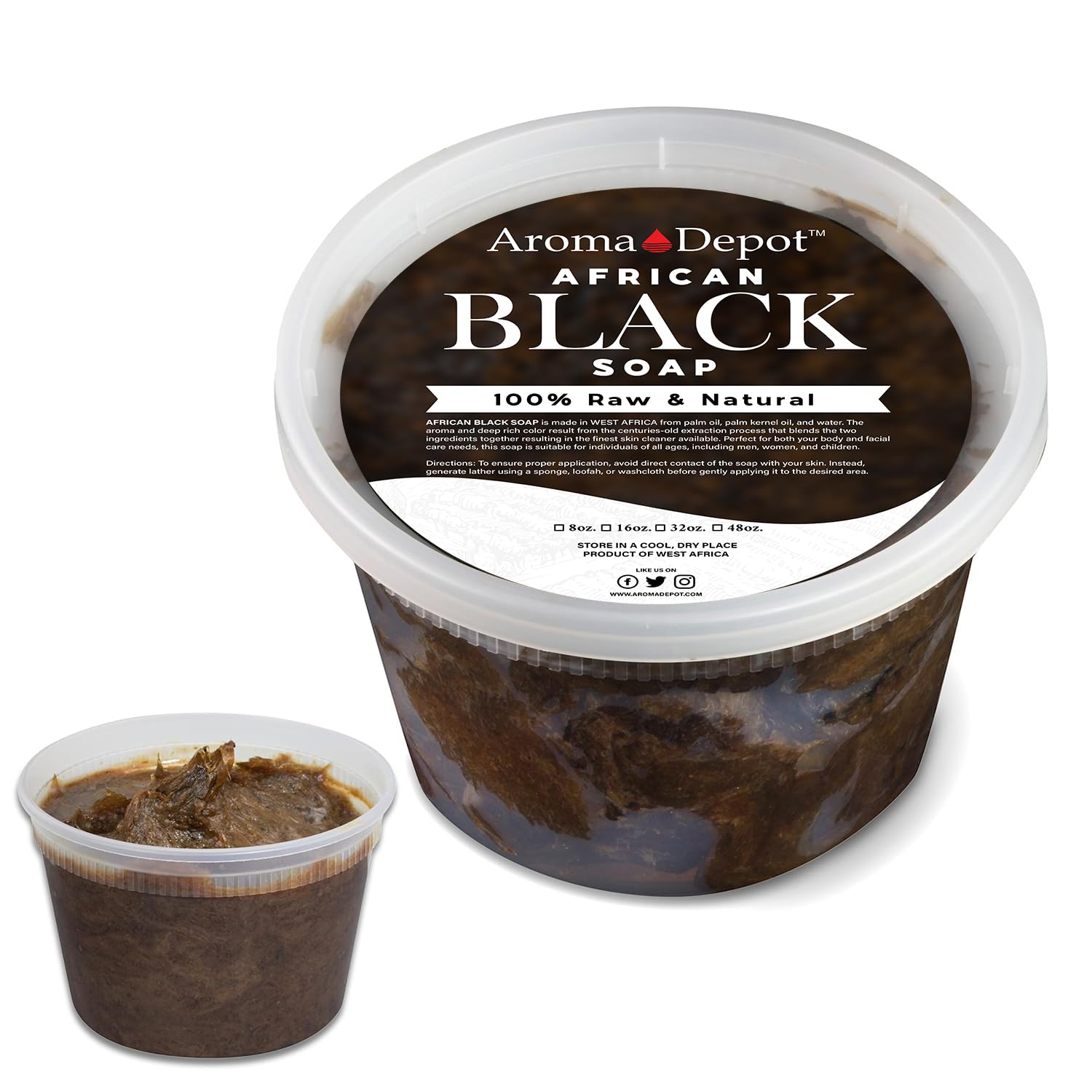 African Black Soap Paste 16 oz 100% Natural Raw soap for Acne, Eczema, Psoriasis, and Dry Skin Scar Removal Face And Body Wash. 