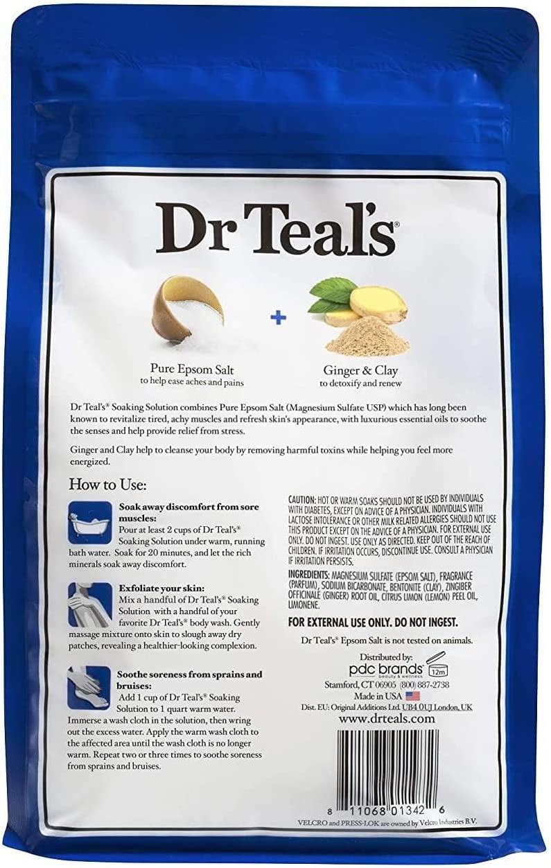 Dr. Teal'S Ginger & Clay Bath Soak Mothers Day Gift Set (4 Pack, 3Lbs Ea.) - Detoxify & Energize Ginger & Clay Blended With Pure