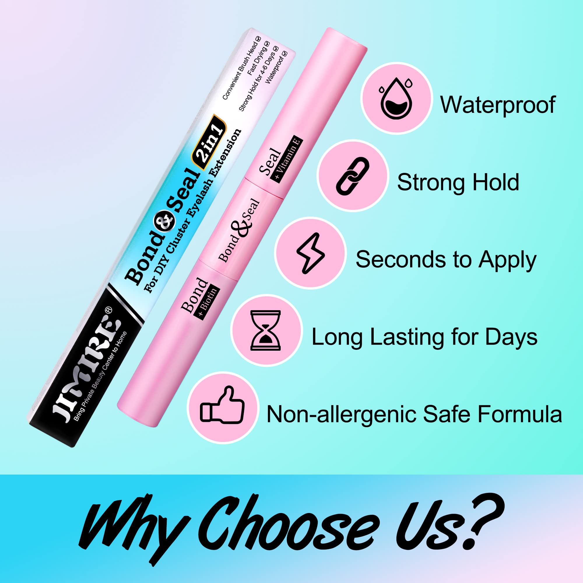 Jimire Bond And Seal Lash Glue For Lash Clusters Diy Eyelash Clusters Strong Hold Eyelash Adhesive 10Ml 2 In 1 Waterproof Lash G