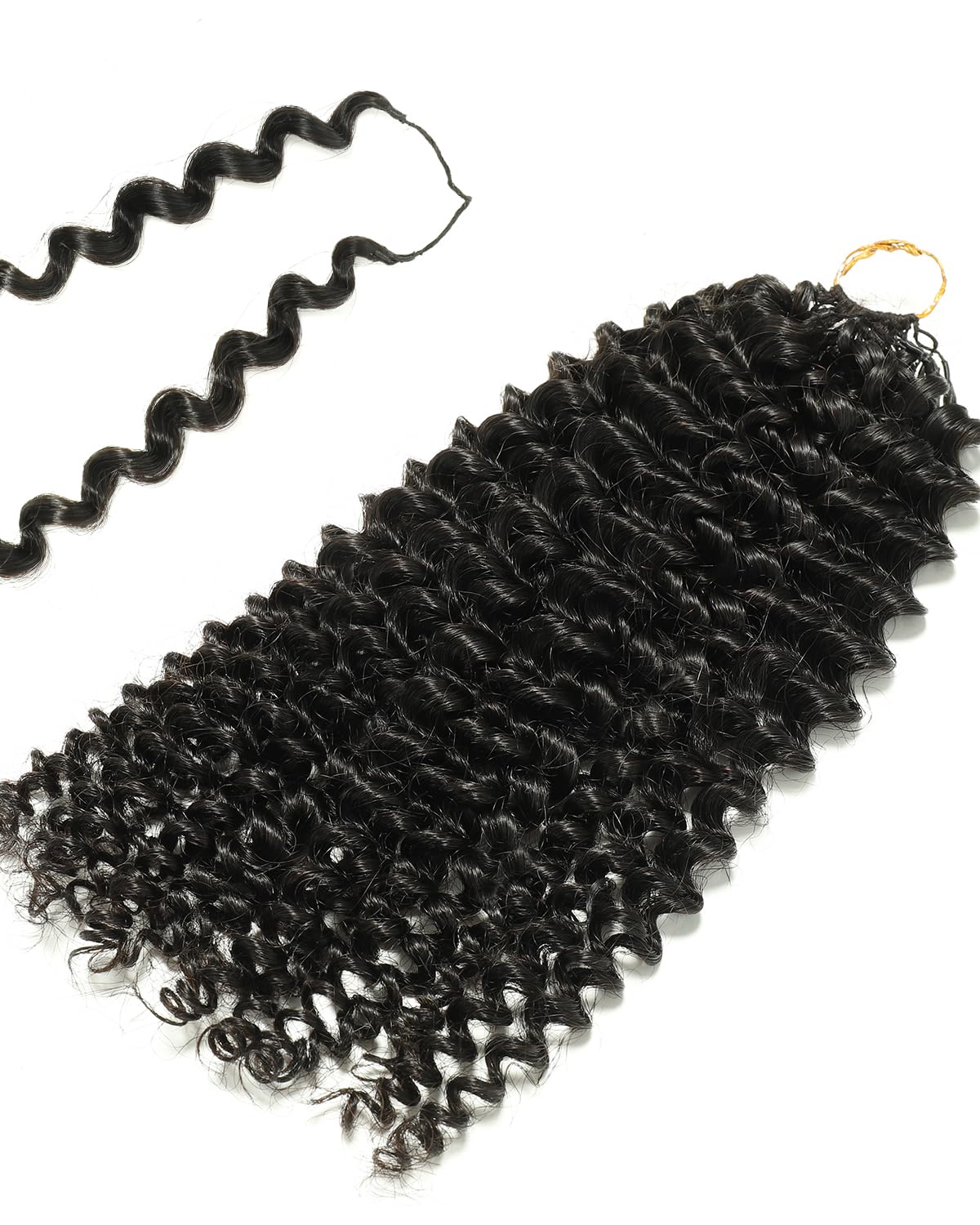 BEEOS Human Crochet Hair Kinky Curly 40g, Pre-Separated Knotless Crochet Human Hair for Women, Invisible String Natural Black 20
