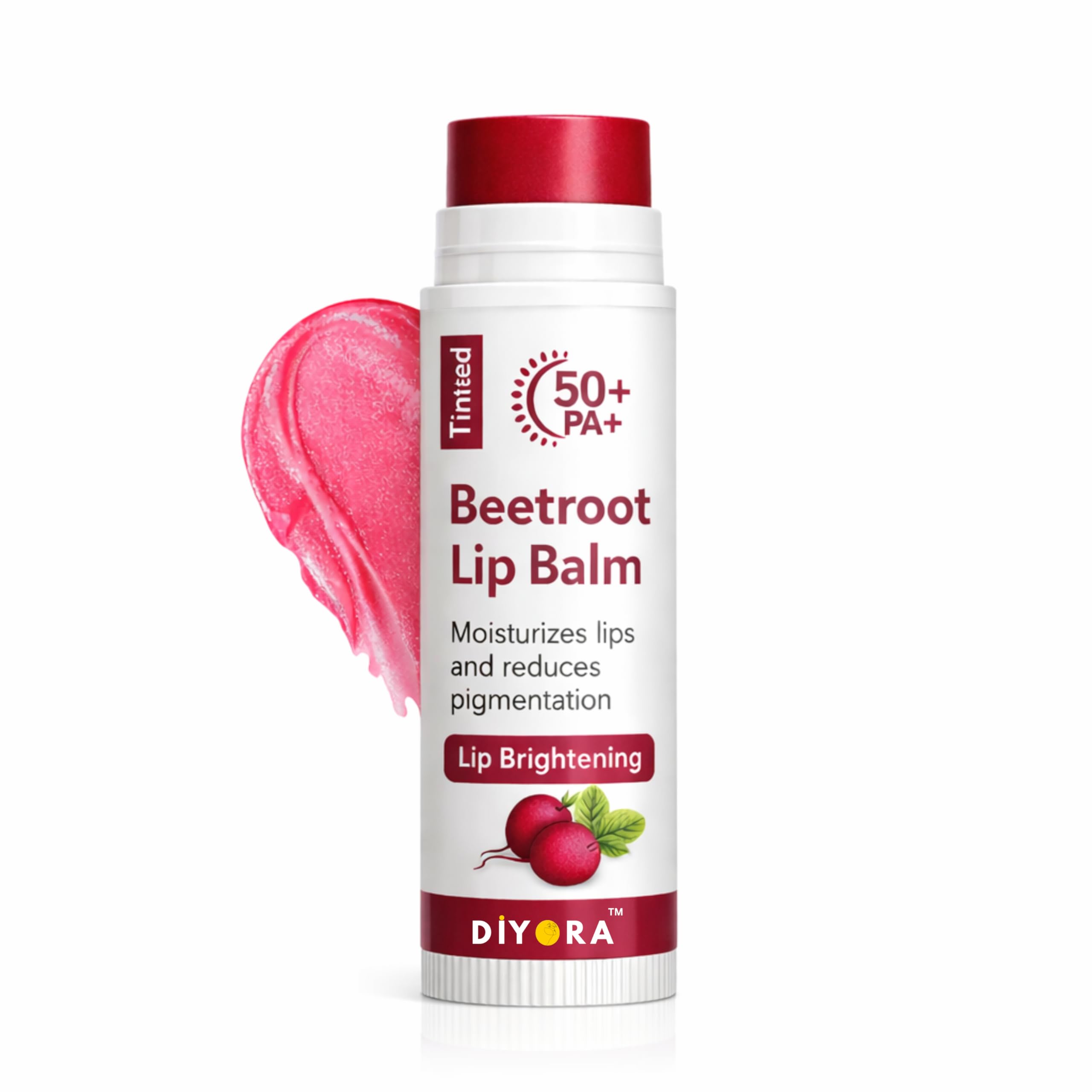 Diyora Beetroot Tinted Lip Balm Spf 50 Pa+++ | Lip Brightening Balm | Moisturizing & Reduces Pigmentation | For Women | 5G