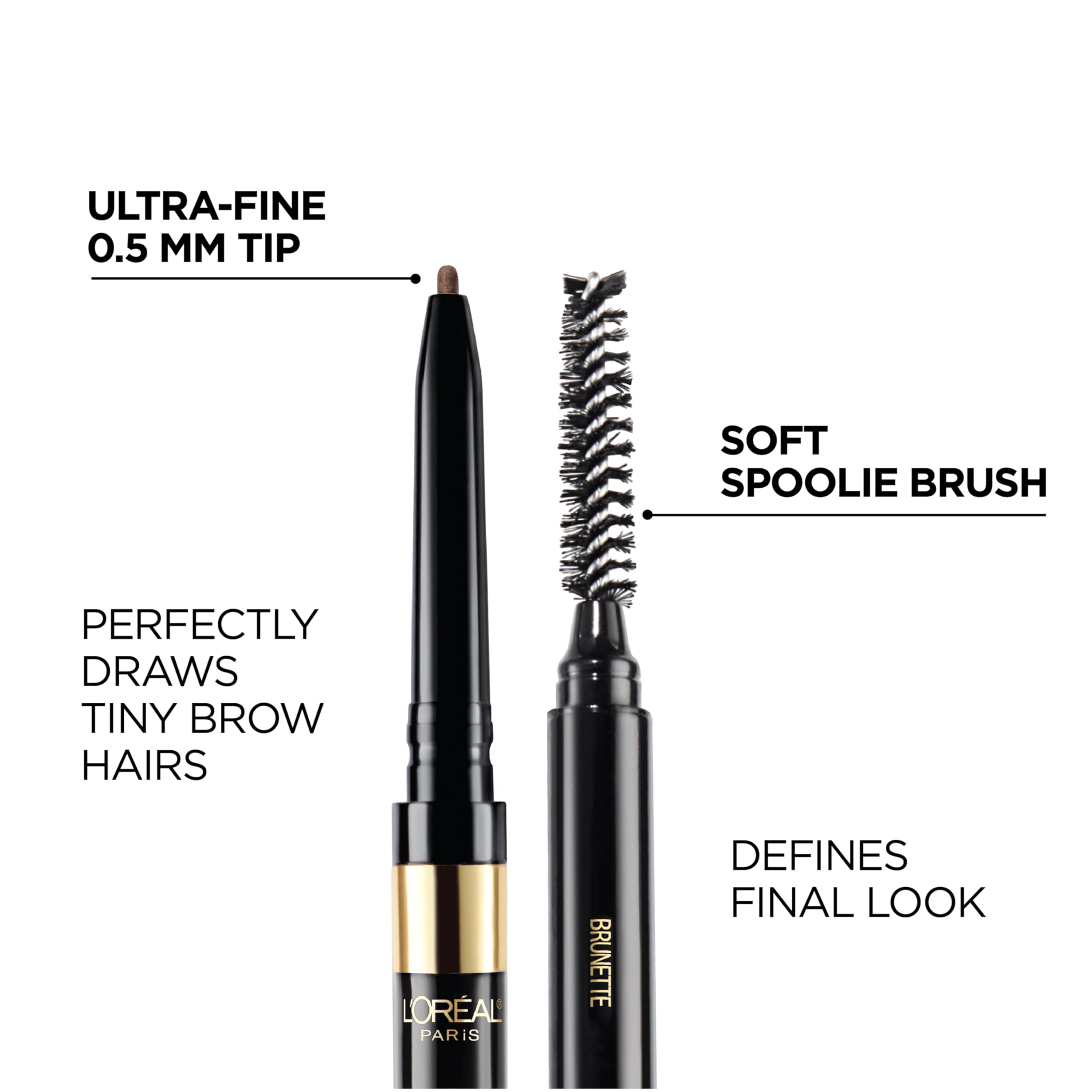 L'Oreal Paris Makeup Brow Definer Waterproof Eyebrow Pencil, Ultra-Fine Mechanical Pencil, Draws Tiny Brow Hairs and Fills in Sp