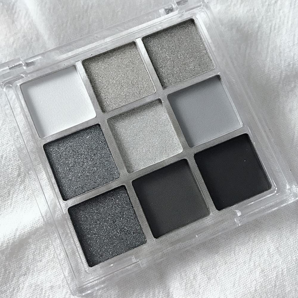 Yeweian Black Smokey Eyeshadow Palette, Eye Black Makeup, 9 Colors Black Silver Gray White Eyeshadow Makeup Palette, Waterproof