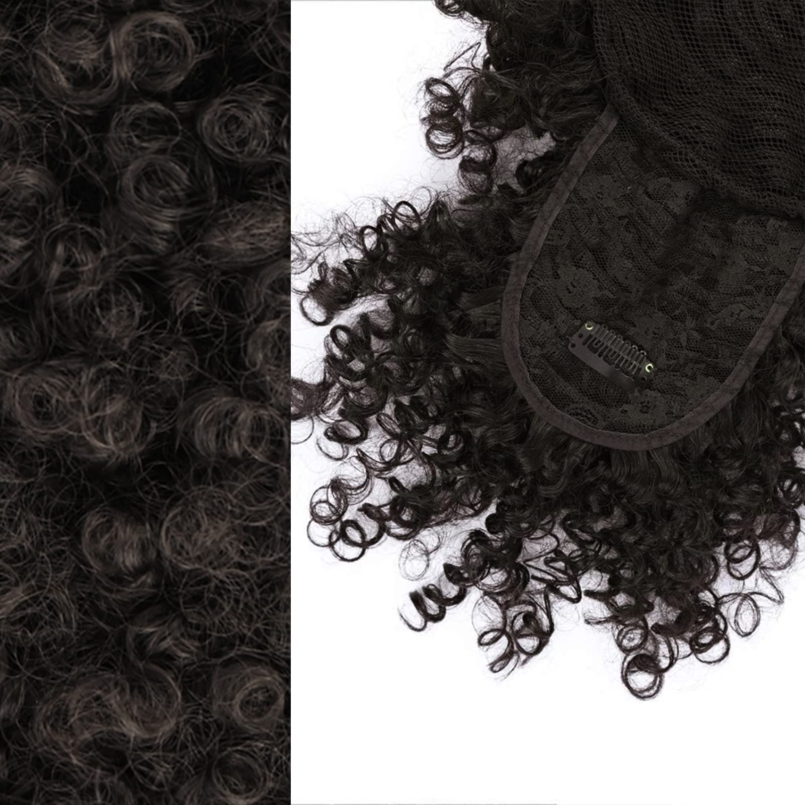 Entranced Styles Drawstring Ponytail With Bangs Afro Puff Ponytail Hair Extensions For Black Women Short Kinky Curly Puff Ponyta