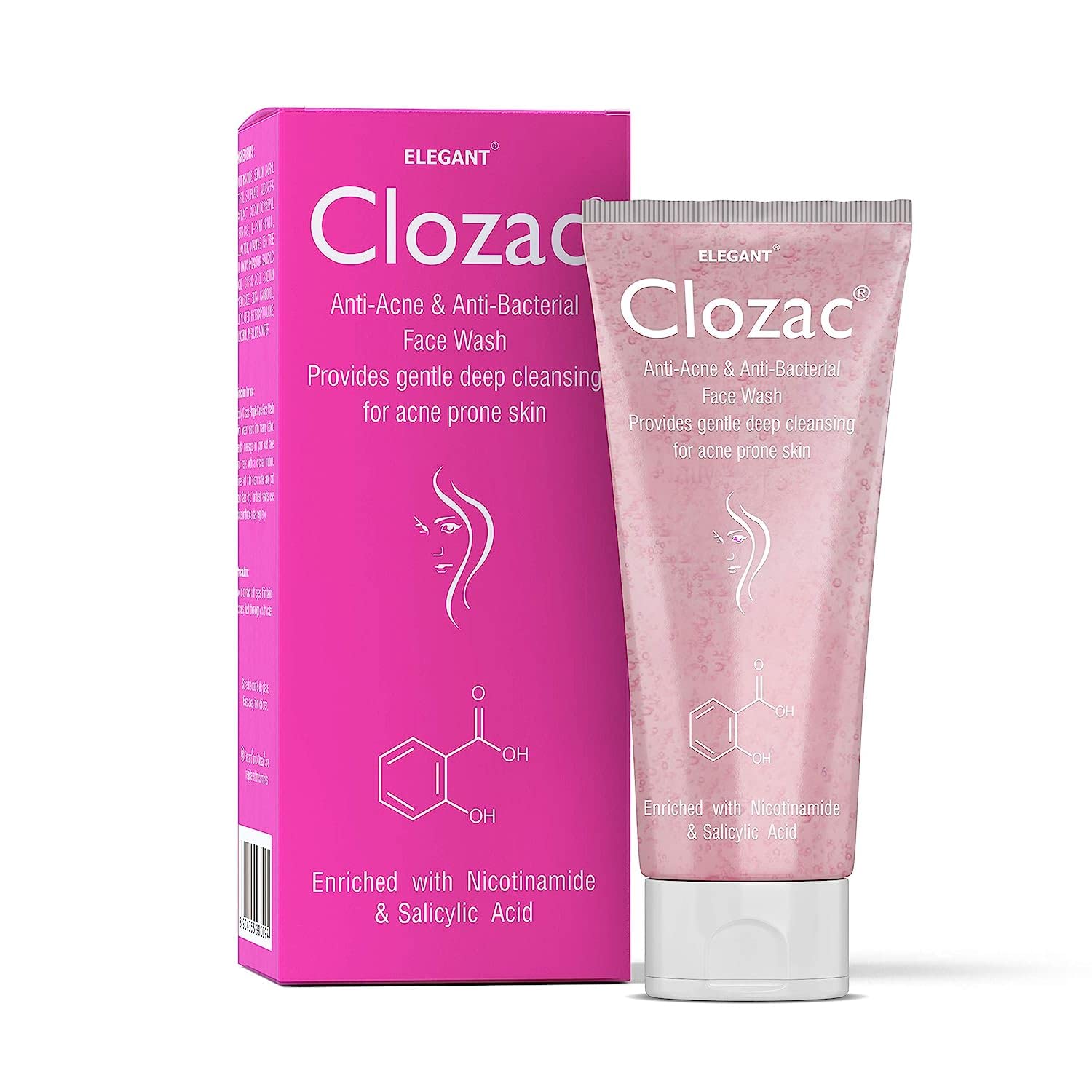 Clozac Anti Acne Facewash 60Ml | Acne Purifying Cleanser | 2% Salicylic Acid | Tea Tree Oil, Aloevera, Vitamin E | For Acne Pron