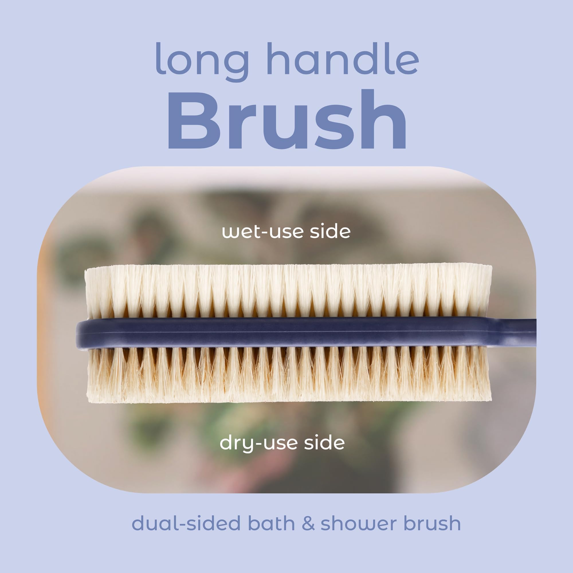 Mainbasics Back Scrubber Shower Brush Long Handle Back Brush Dual-Sided Body Brush With Exfoliating And Soft Bristles (Ultramari