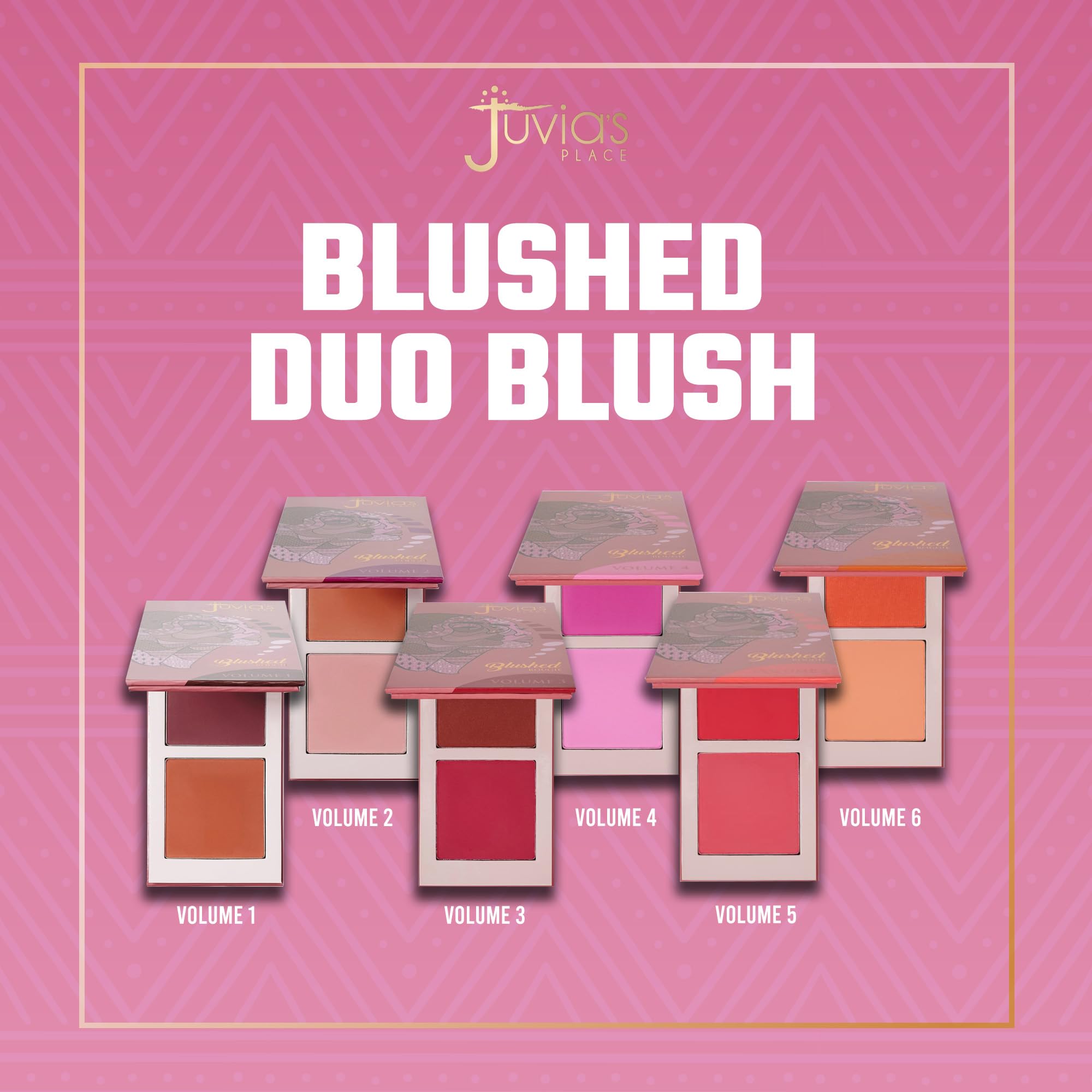 Juvia's Place Blushed Duo Blush Volume4 - Two Tone Pigmented Buildable Pressed Mineral Powder - Rosy Natural Cheeks Matte Fresh