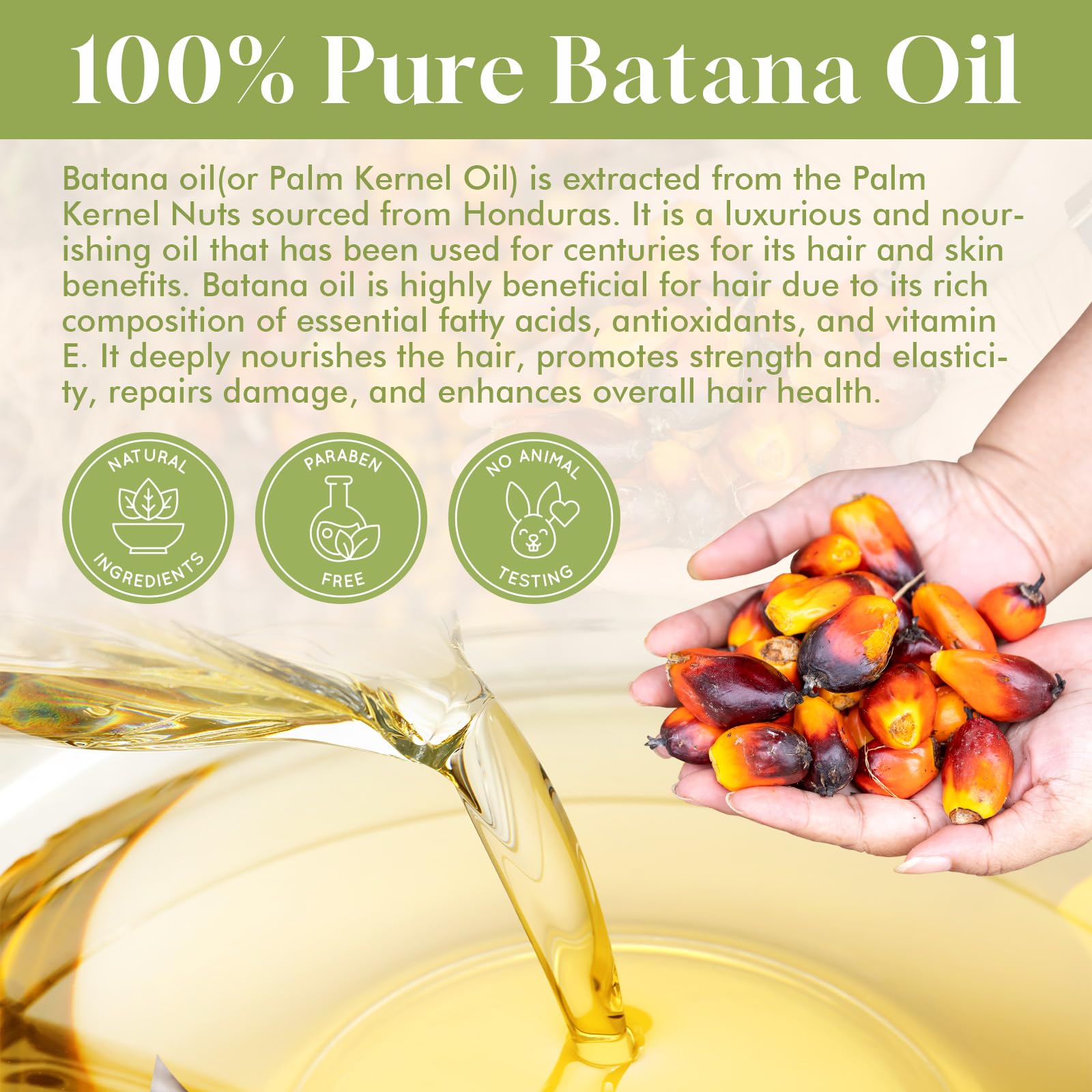 Batana Oil For Hair Growth Organics Pure Batana Hair Oil 100% Natural Batana Oil Nourishes Damaged Hair Natural Hair Growth Oil