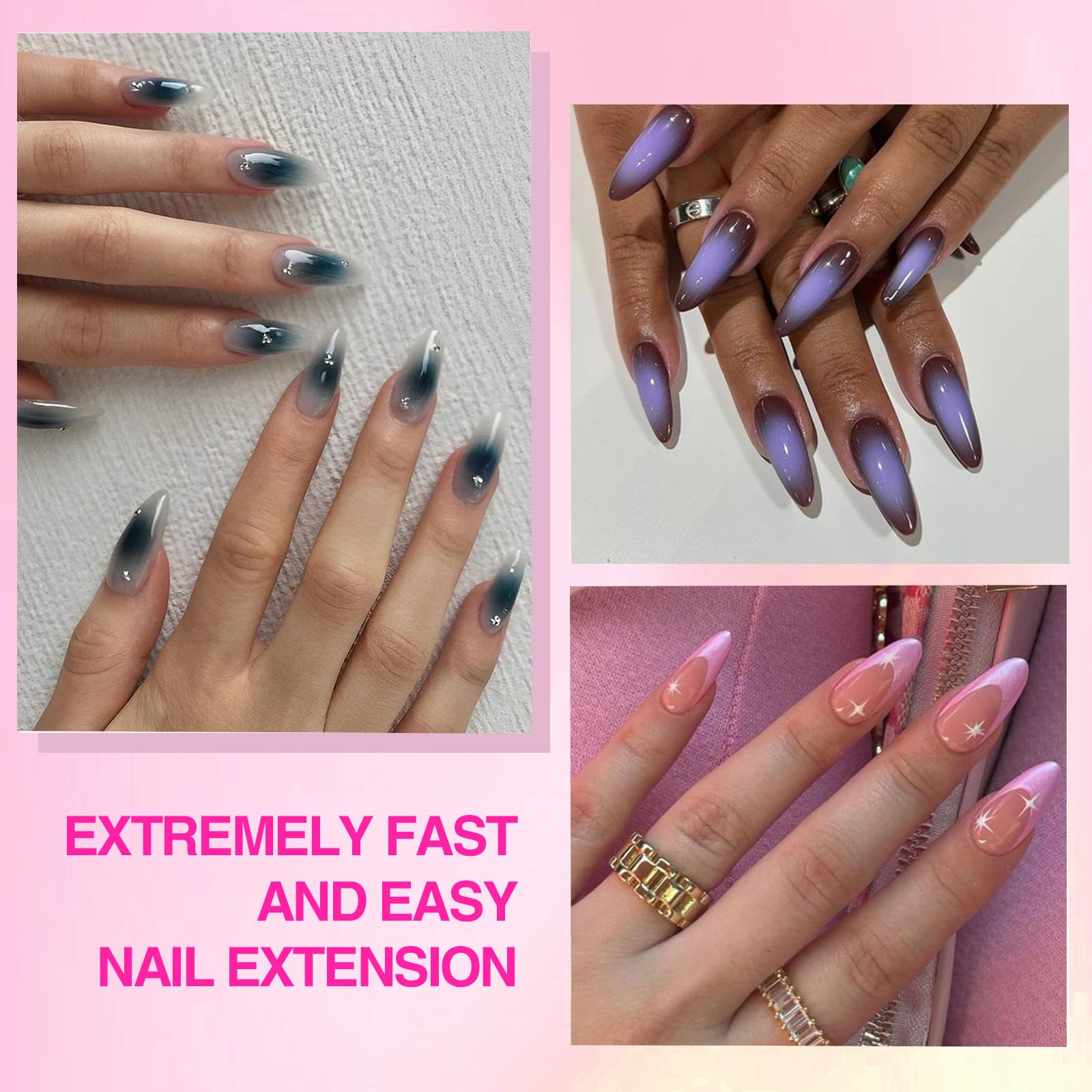 Saviland Almond Gel X Nail Kit - Nail Drill Kit U V Lamp For Nail 500Pcs Nail Tips And Glue Gel Kit Easy Use Manicure Tool For N