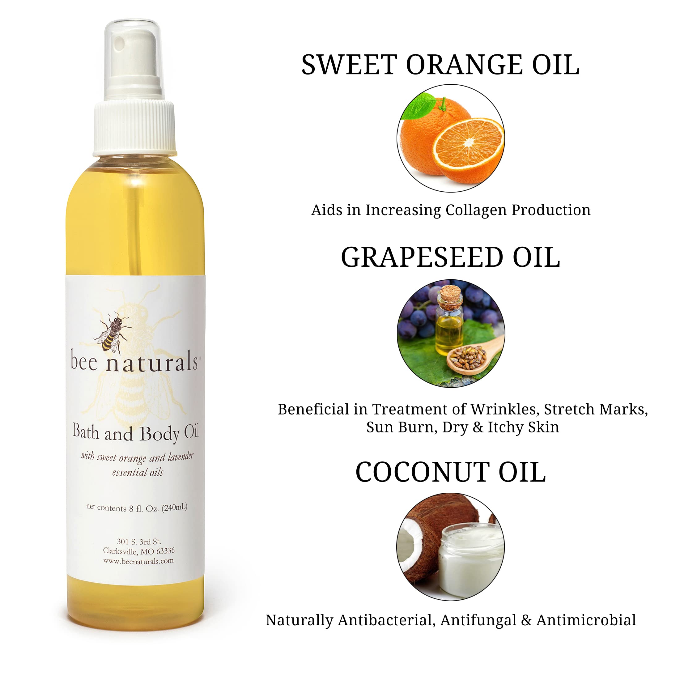 Bee Naturals, Bath & Body Oil, 8 Fl Oz