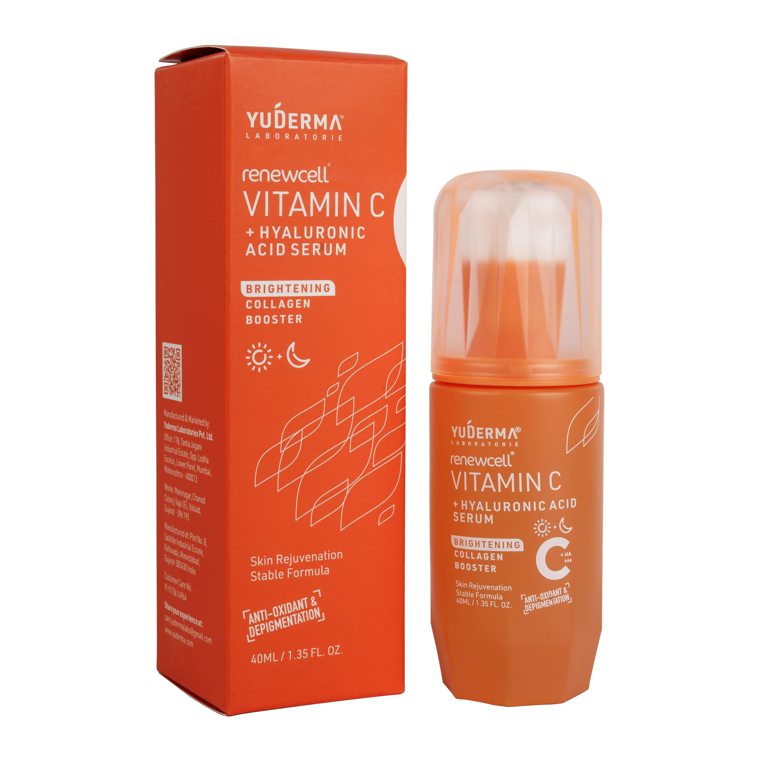 Yuderma Renewcell Vitamin C + Hyaluronic Acid Serum, 40 Ml