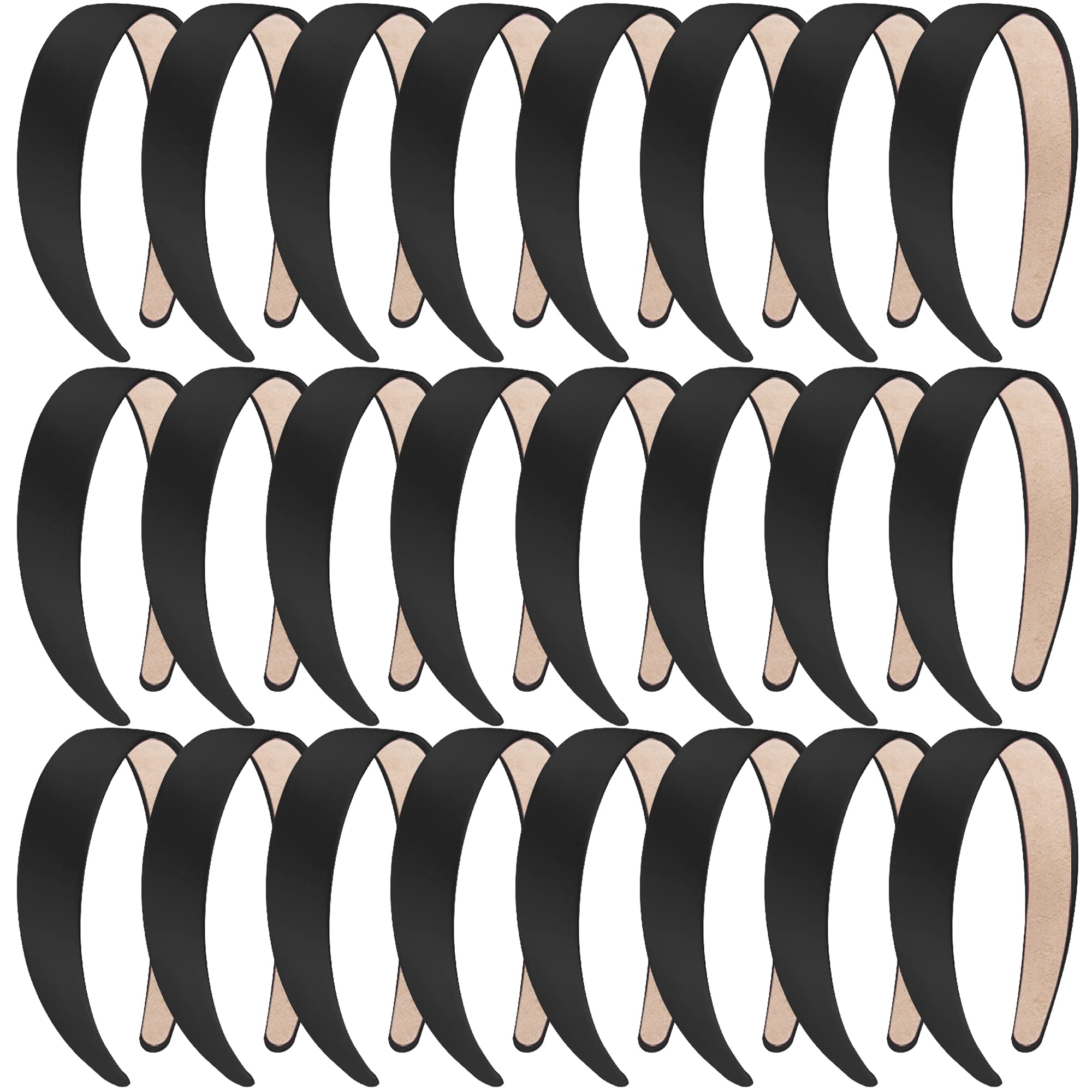 SIQUK 24 Pcs Satin Headbands 1 Inch Wide Headband Non-slip Headbands