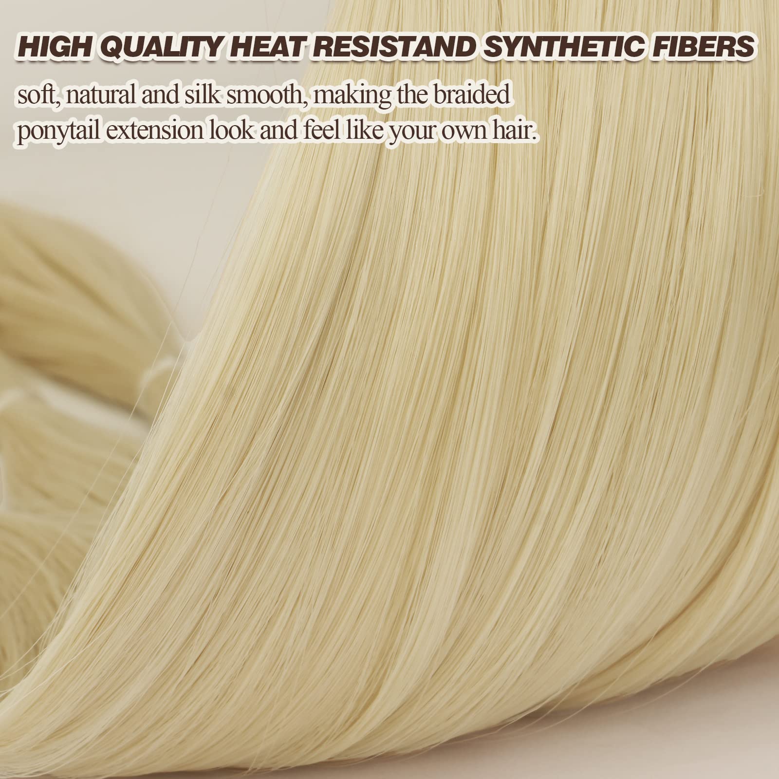 Barsdar 30 Inch Long Braided Ponytail Extension With Hair Tie Straight Wrap Around Hair Extensions Pony Tail Diy Natural Soft Sy