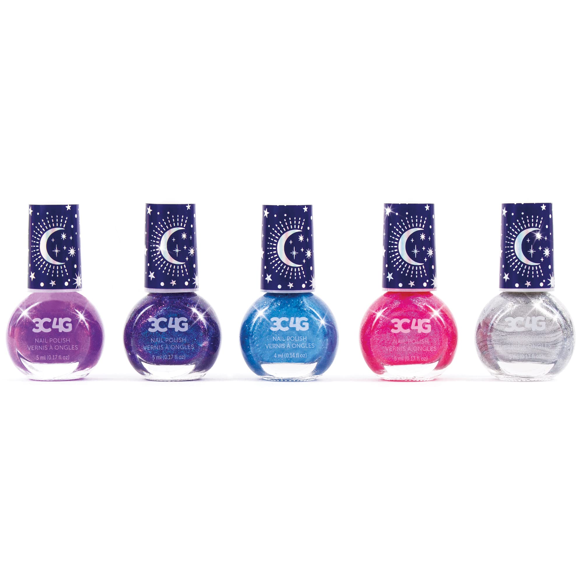 Make It Real 3C4G: Celestial Nail Polish Hexagon - 5 Bottles Of Glittering Polish, Teens Tweens & Girls, Water Based, Non-Toxic