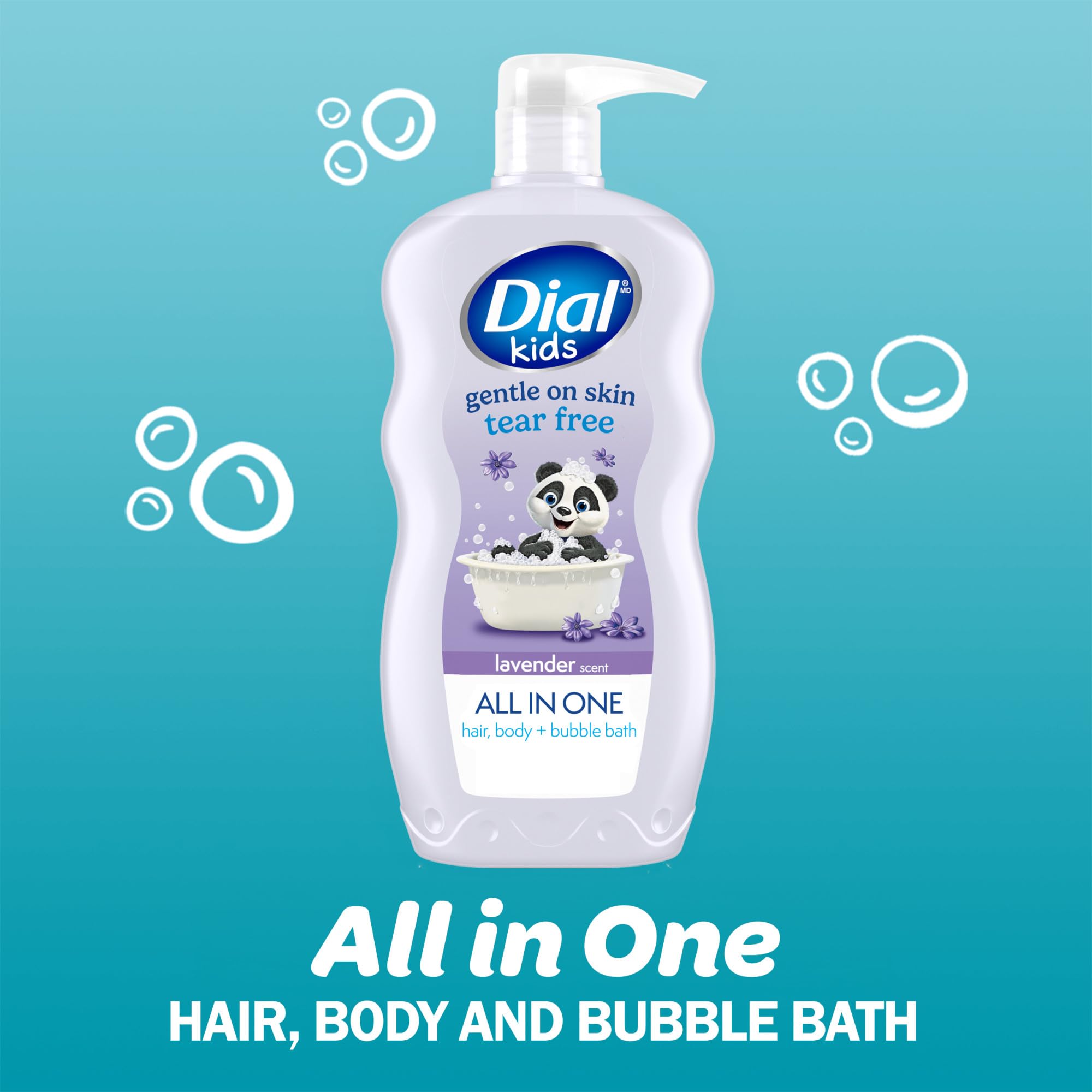 Dial Kids 3-In-1 Body+Hair+Bubble Bath, Lavender Scent, 24 Fl Oz (Pack Of 4)