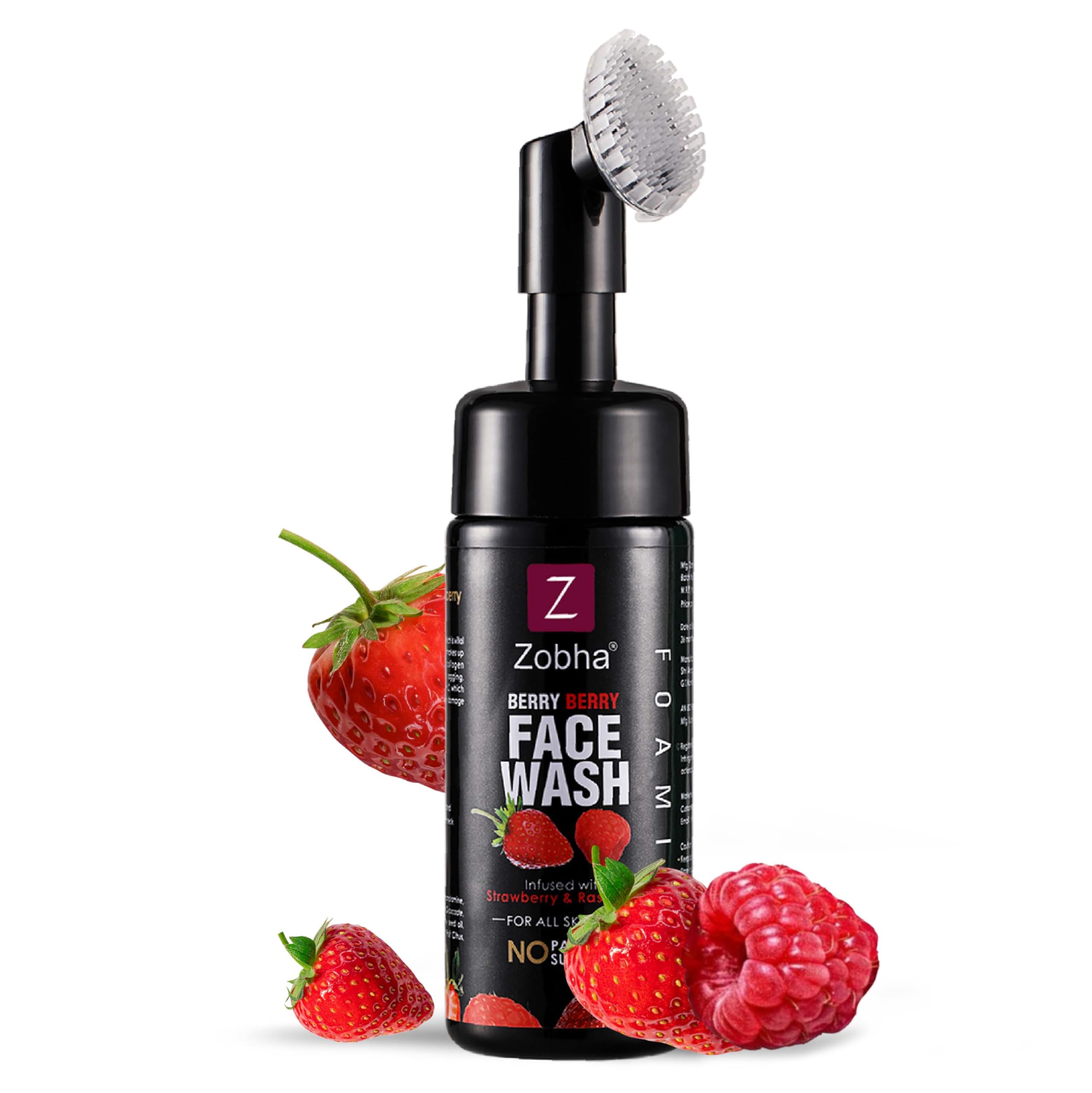 Zobha Berry Berry Face Wash  150Ml | With Raspberry & Strawberry Seed Oil, Citrus Extract | AntiAging, Brightening & Collagen 