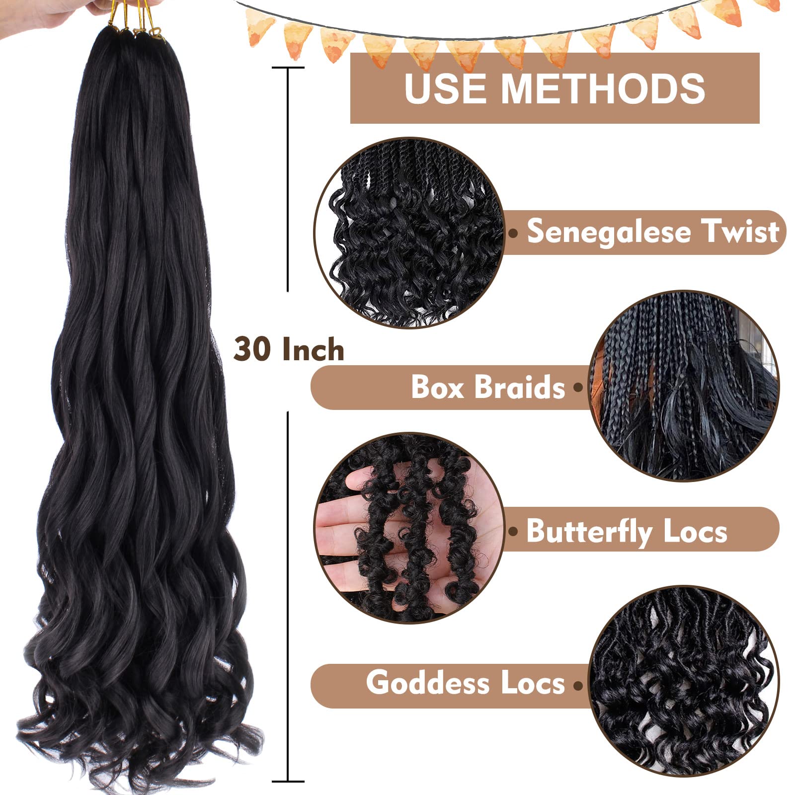 Cookoo 30 Inch 9 Packs Ombre Blonde French Curl Braiding Hair For Women Pre Stretched Curly Braiding Hair For Goddess Box Braid