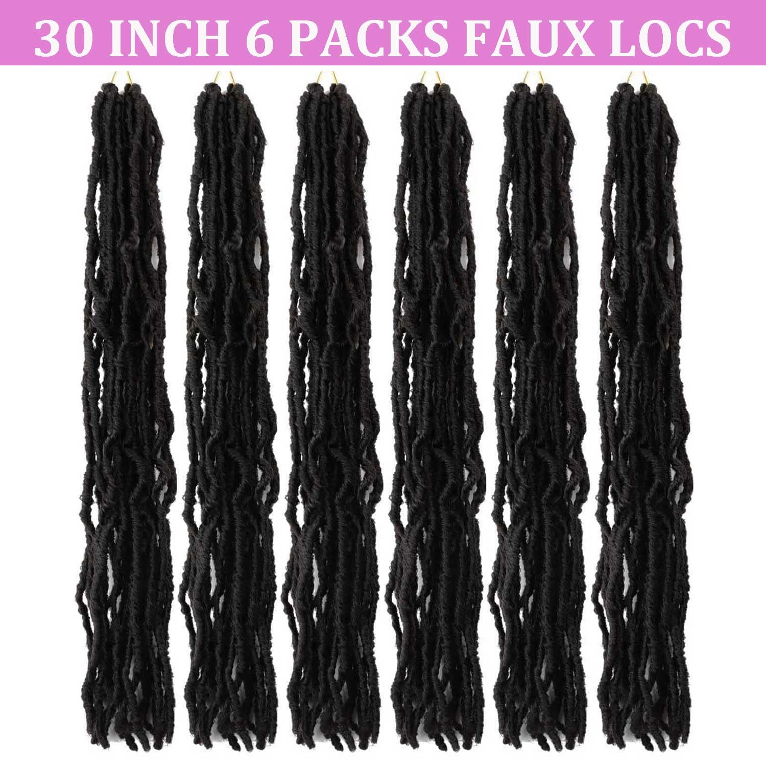 30 Inch Soft Locs Crochet Hair Pre Looped Faux Locs Crochet Braids Curly Wavy Goddess Locs Dreadlocs Synthetic Hair For Black Wo