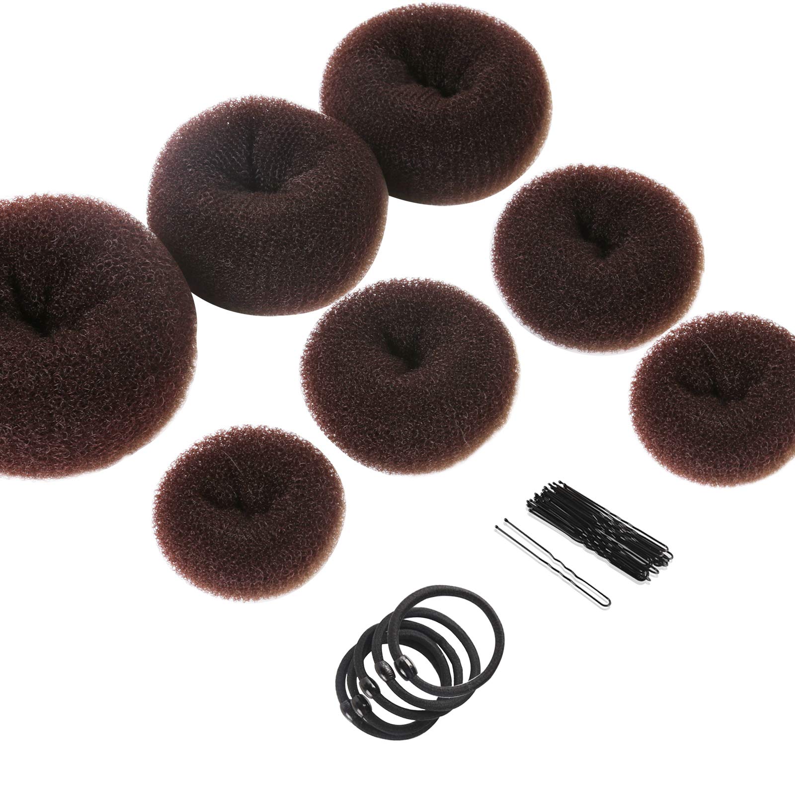 Donut Hair Bun Maker 7 Pieces, Teenitor Ring Style Bun Maker Set With (1 Extra-Large, 2 Large, 2 Medium And 2 Small), 5 Pieces H