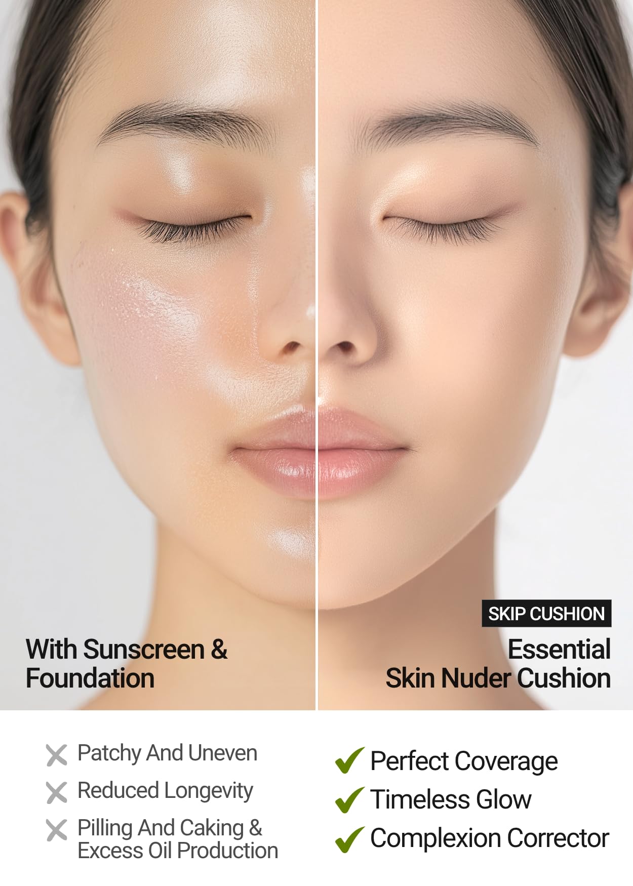 [JUNGSAEMMOOL OFFICIAL] Essential Skin Nuder Cushion (Fair Light) | Refill not Included | Natural Finish | Buildable Coverage |