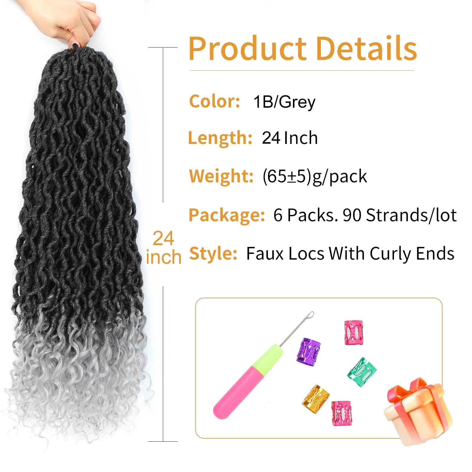 Goddess Locs Crochet Hair 24 Inch 6 Packs Faux Locs With Curly Ends Pre Looped Faux Locs Crochet Hair For Black Women River Godd
