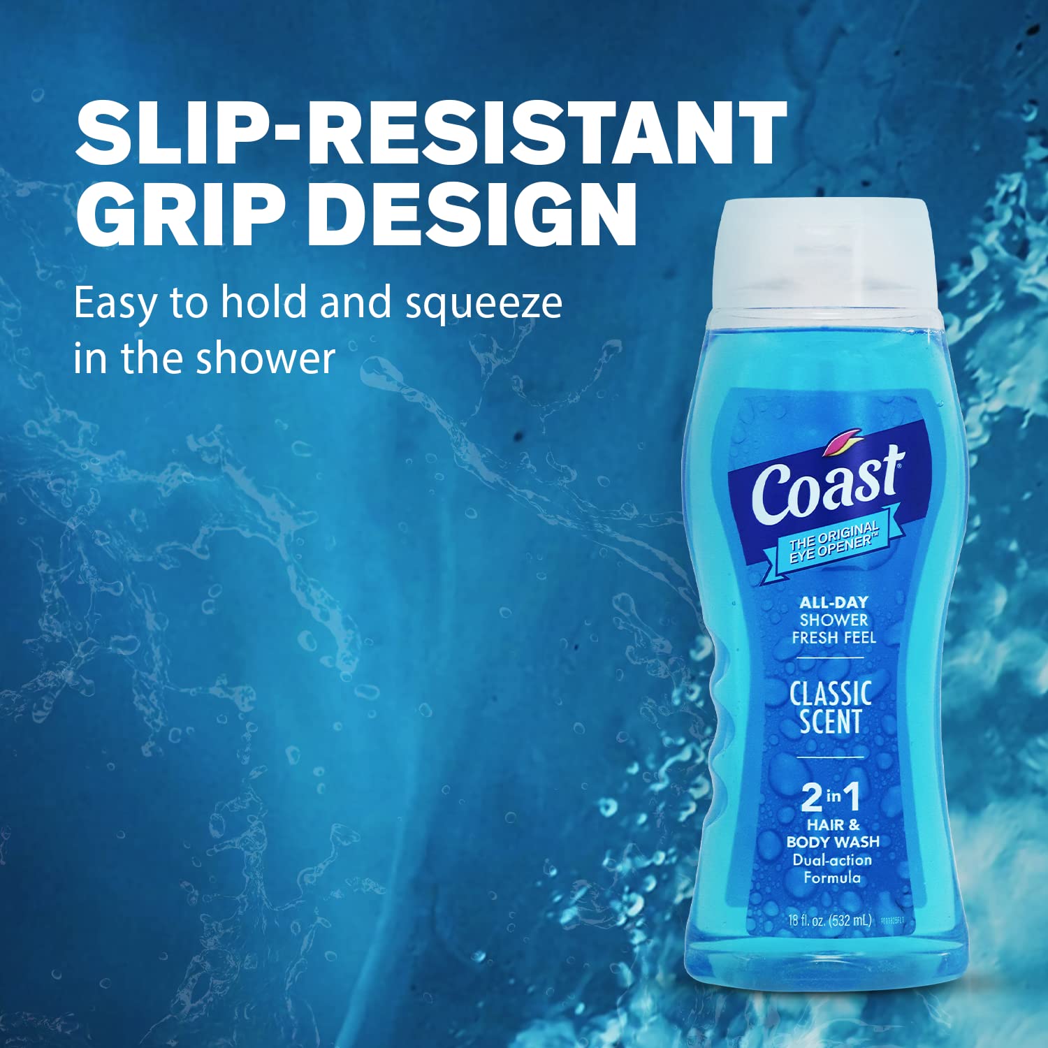 Coast 2-In-1 Hair And Body Wash, Classic Scent - Men 'S Body Wash, Shampoo & Conditioner - 6 Pack X 18 Fl Oz - Moisturizing & Re