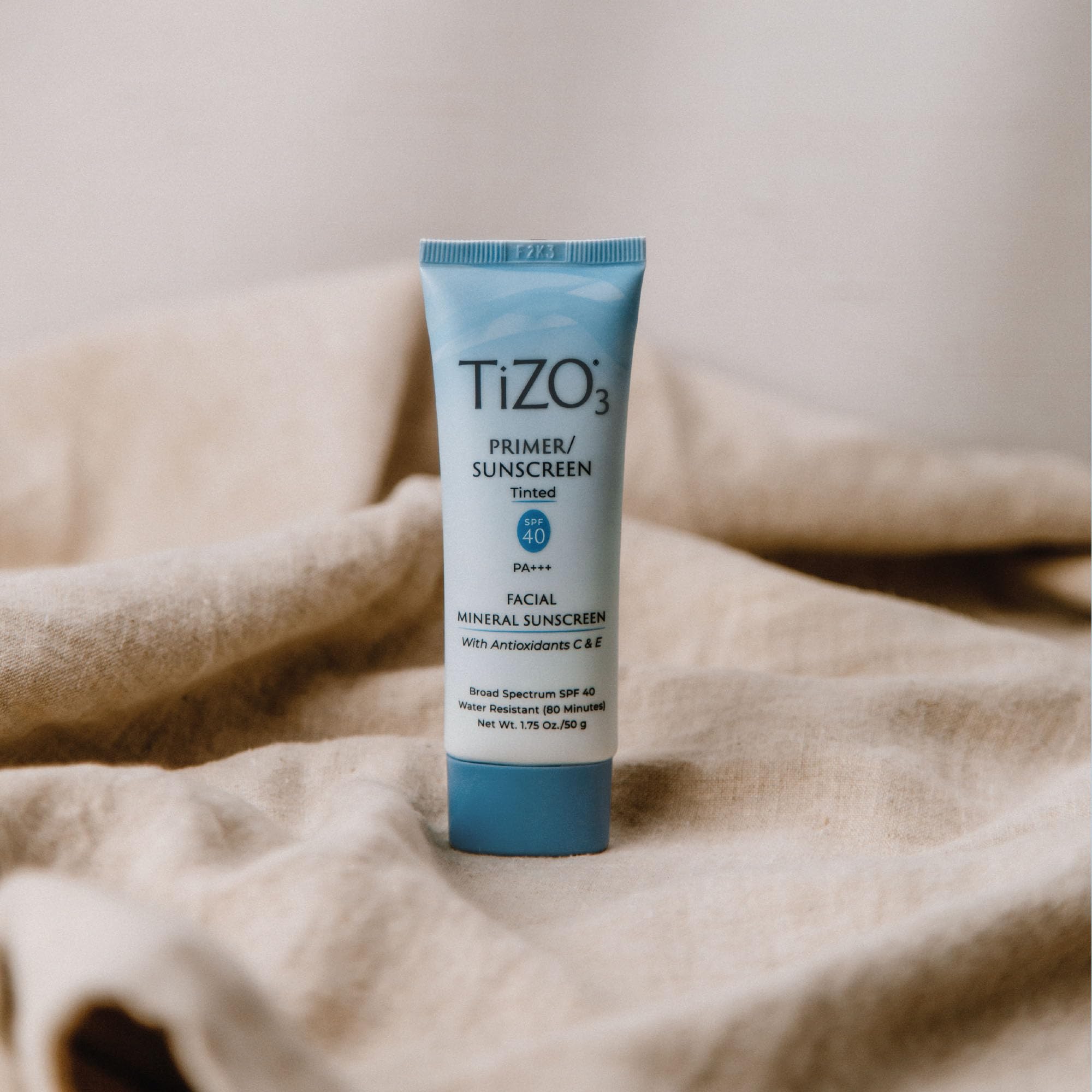Tizo3 Facial Mineral Sunscreen And Primer, Tinted Broad Spectrum Spf 40 With Antioxidants, Sheer Matte Finish, Fragrance-Free, O