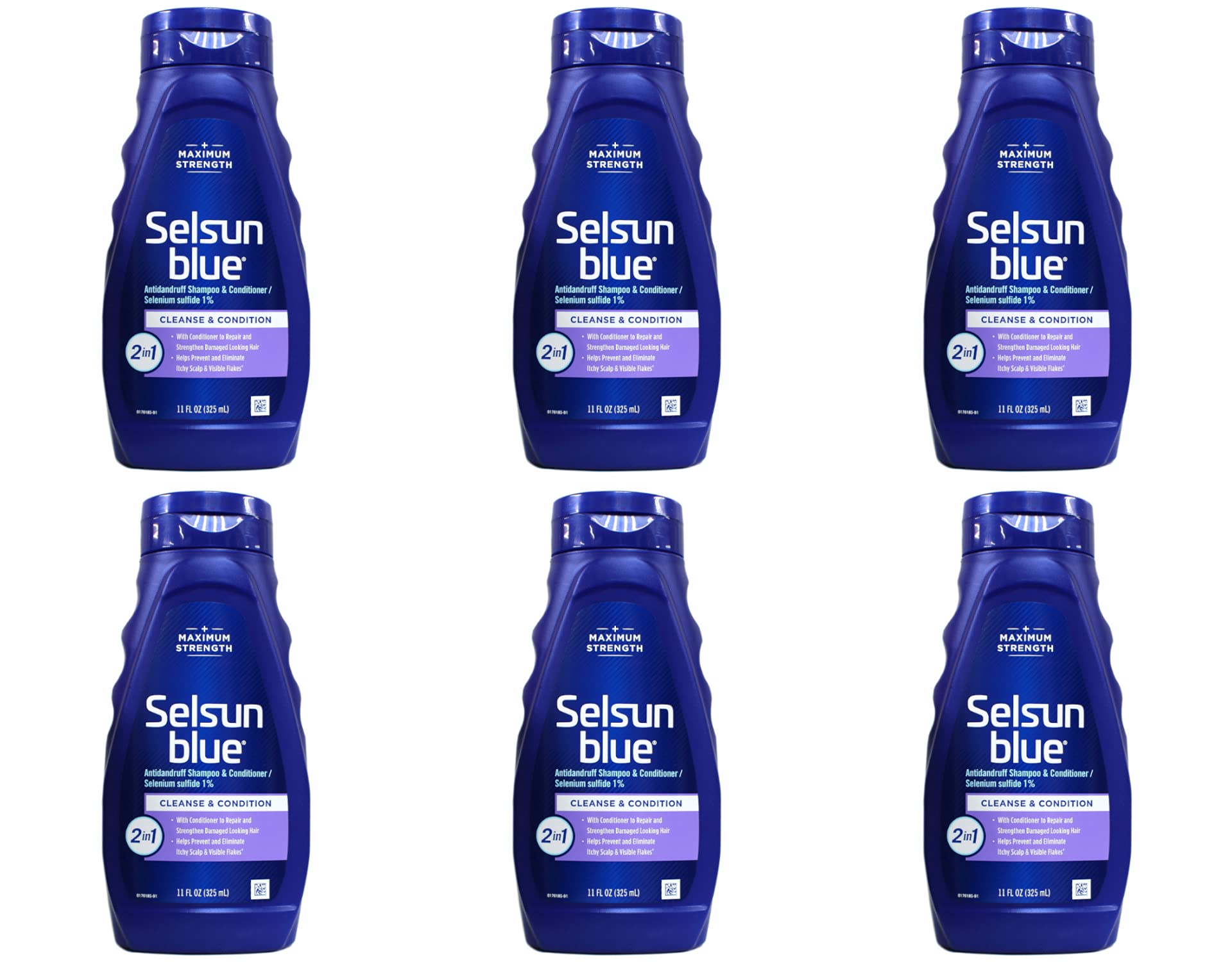 Selsun Blue Shampoo Naturals Dandruff 2In1 Strength 11 Ounce (325ml) (6 Pack)