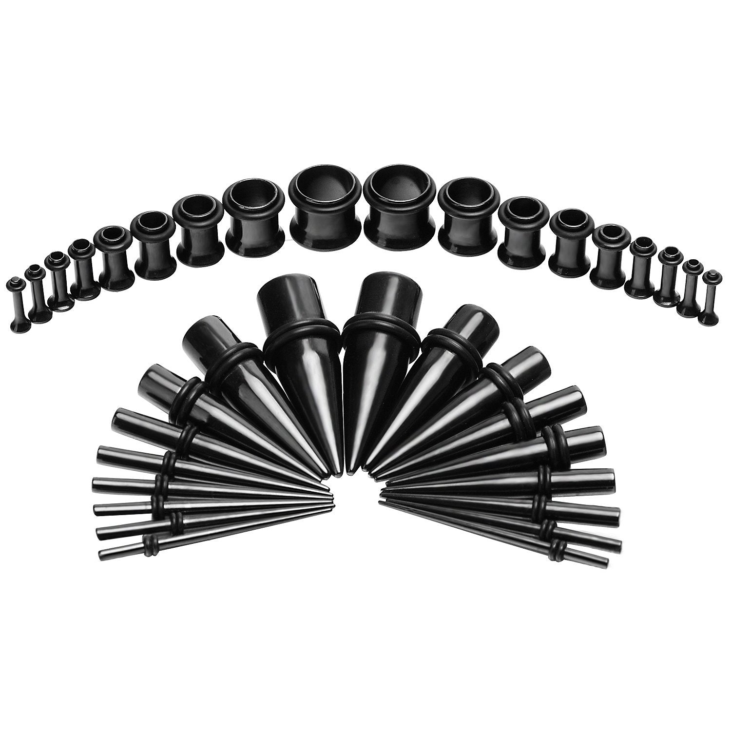 VCMART 14G-00G Ear Stretching Kit Tapers & Plugs Surgical Stainless Steel