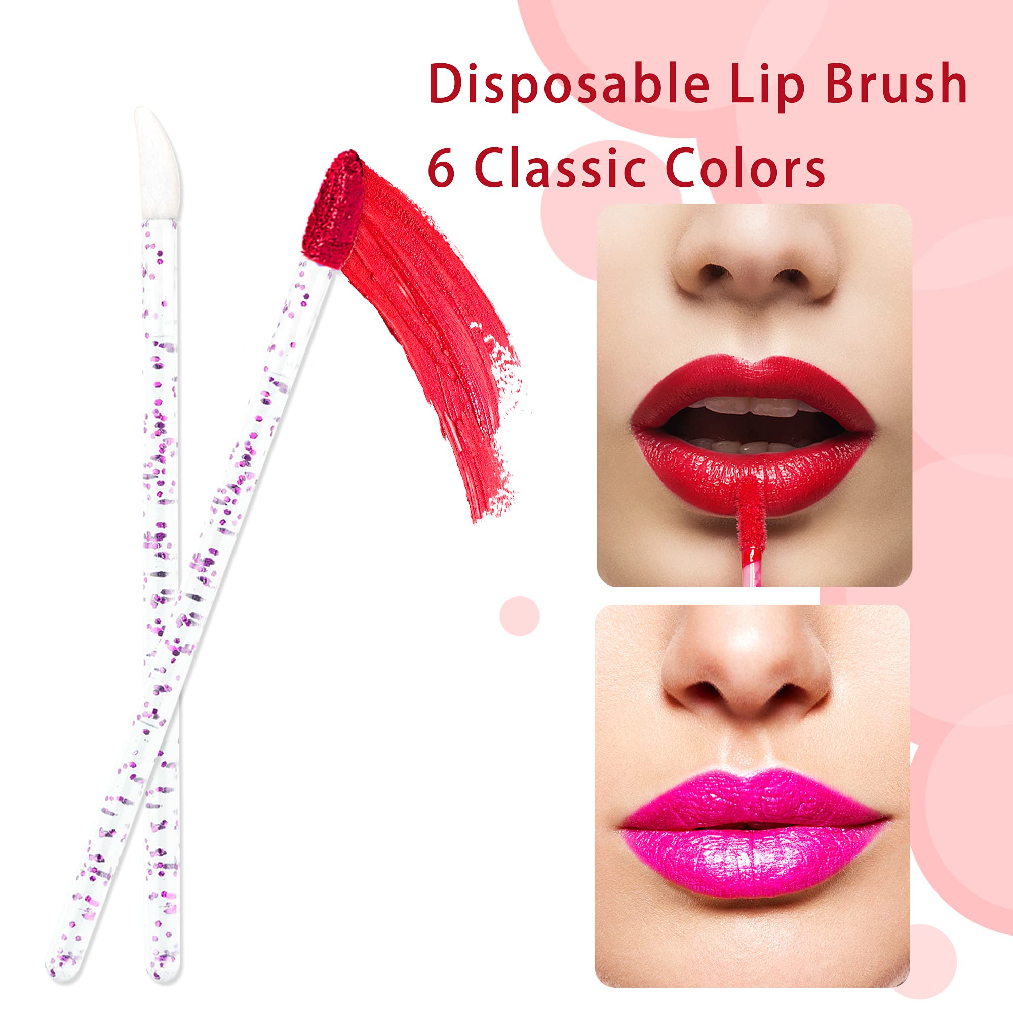 300Pcs Glitter Crystal Lip Brush, Disposable Crystal Lip Brushes Tool Kits Lip Gloss Applicators Make Up Brush Lipstick Gloss Wa