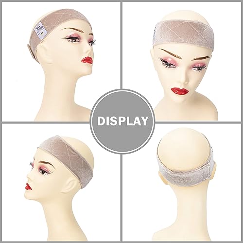 Gex Wig Grip Band Flexible Velvet Scarf Head Hair Band Wig Band With Adjustable Fastern (Beige)