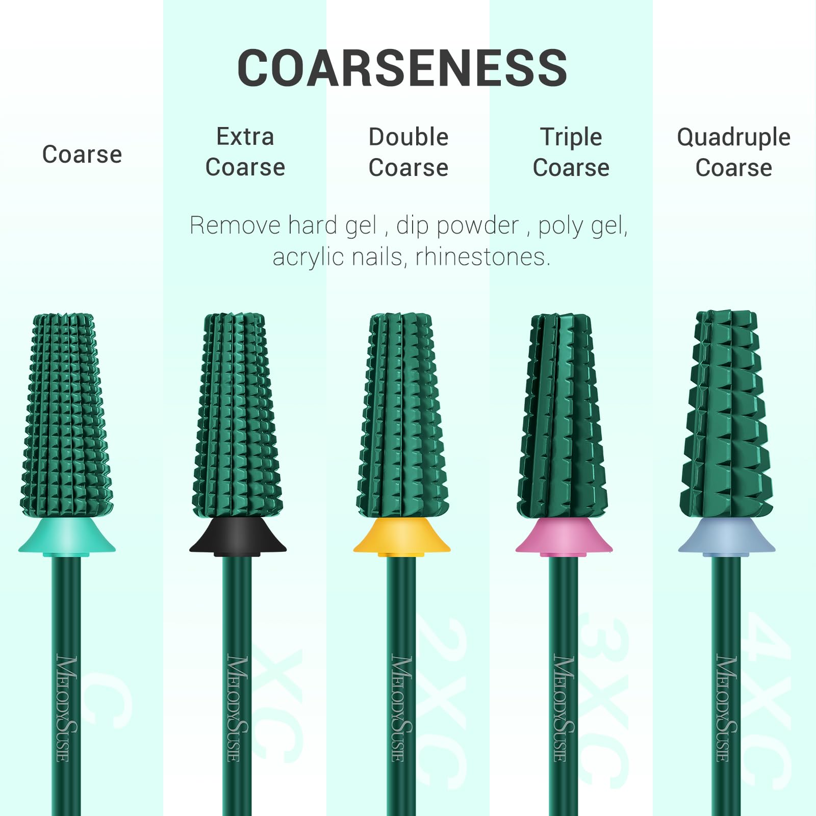 Melodysusie Super Cut Edition 5 In 1 Nail Drill Bits, 3/32 ' ' Carbide Tungsten Multi-Function Bits, Suitable For Manicure Pedic